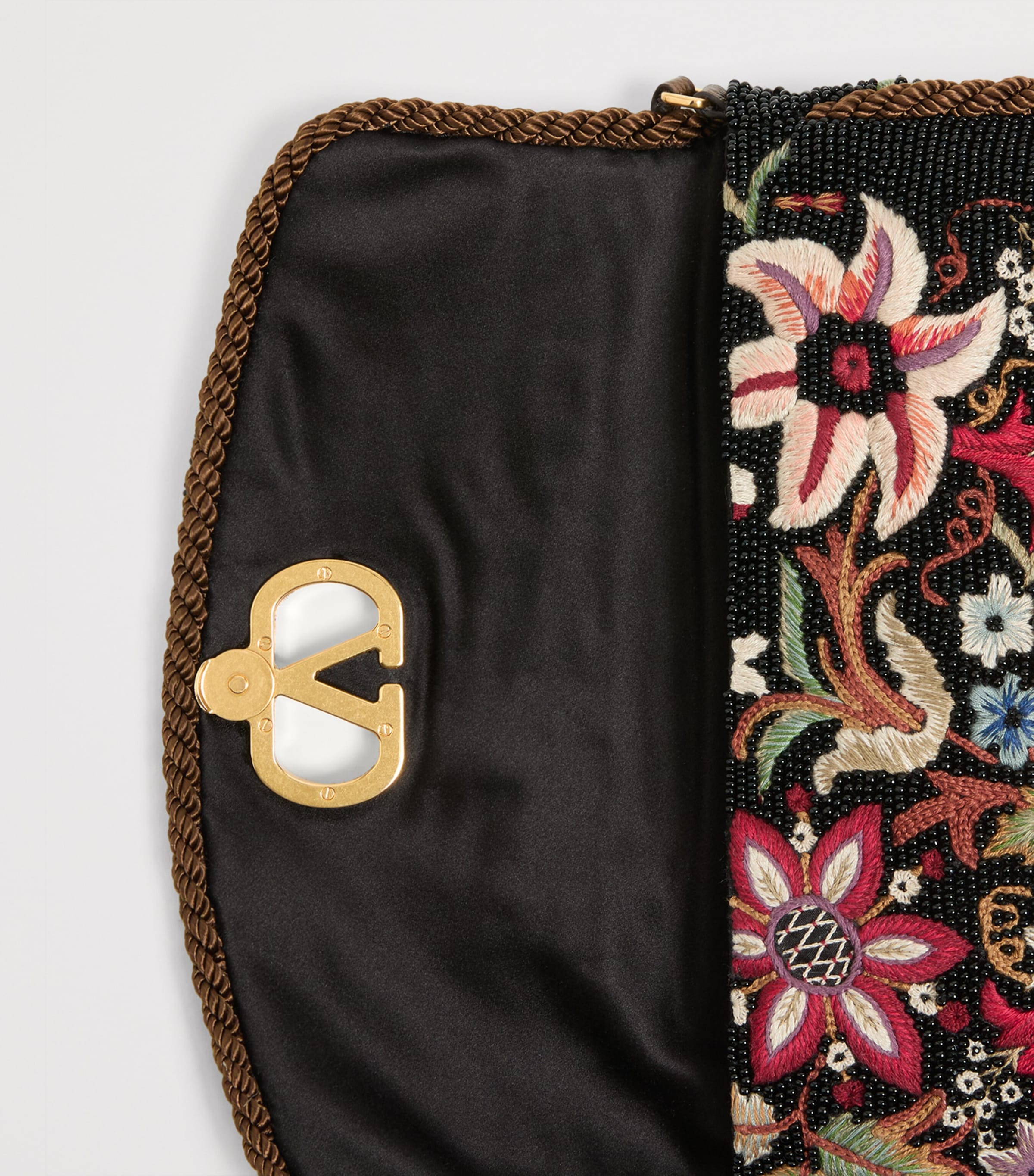 Valentino Garavani Beaded Vain Soft Clutch Bag | Harrods US