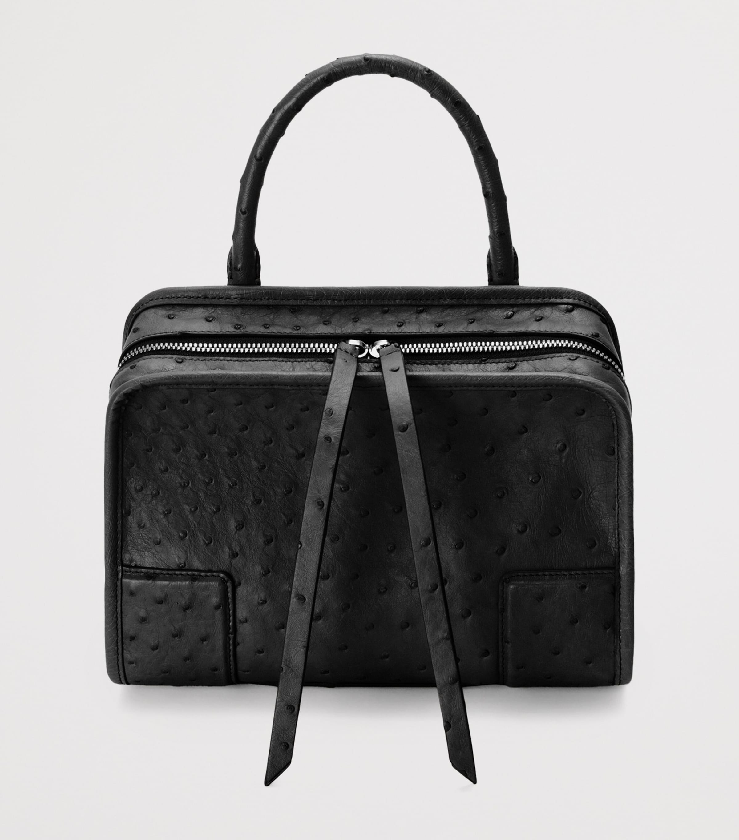LOEWE Small Ostrich Leather Amazona 180 Top-Handle Bag Black Image 11