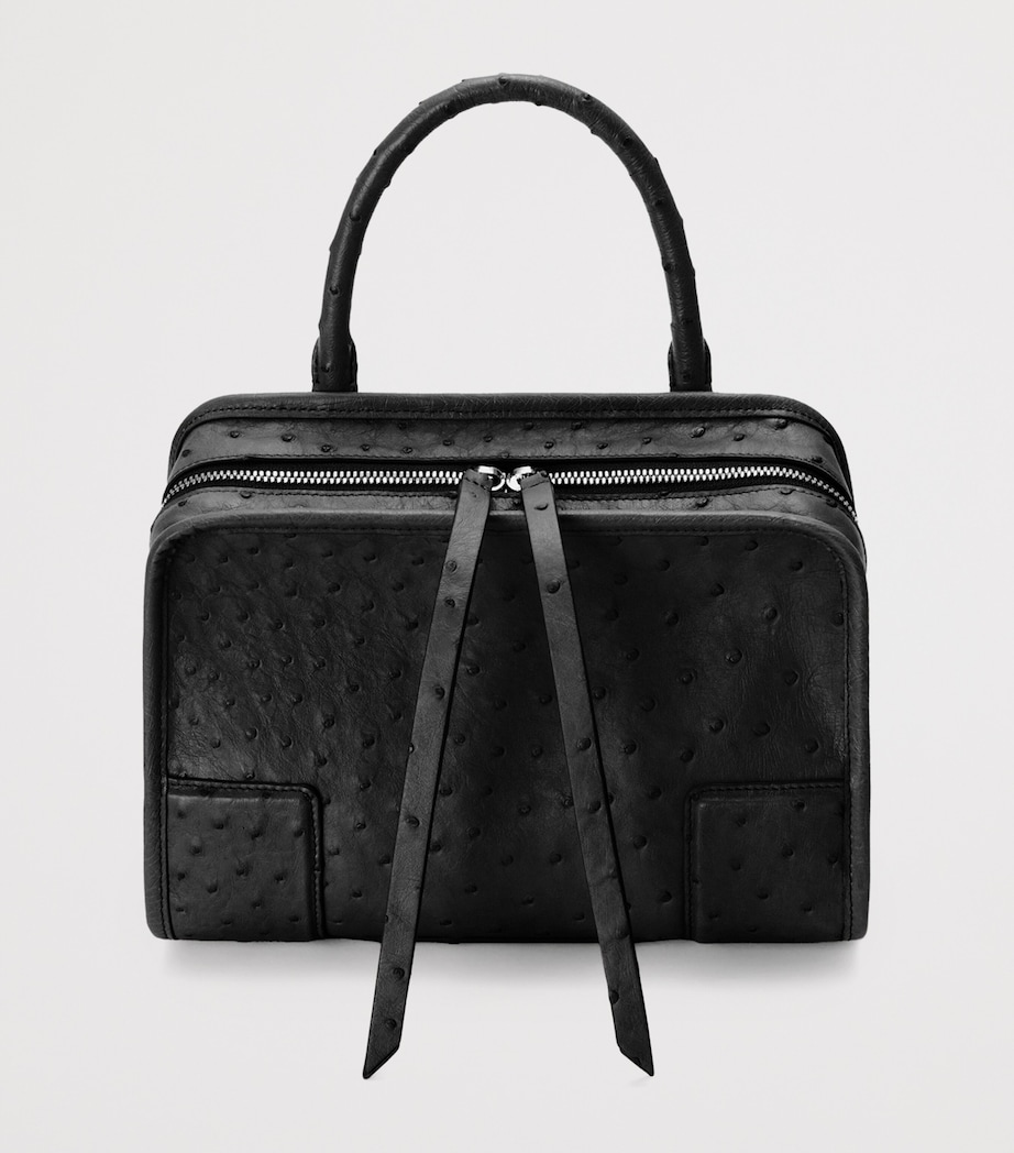 LOEWE Small Ostrich Leather Amazona 180 Top-Handle Bag Black Image 11
