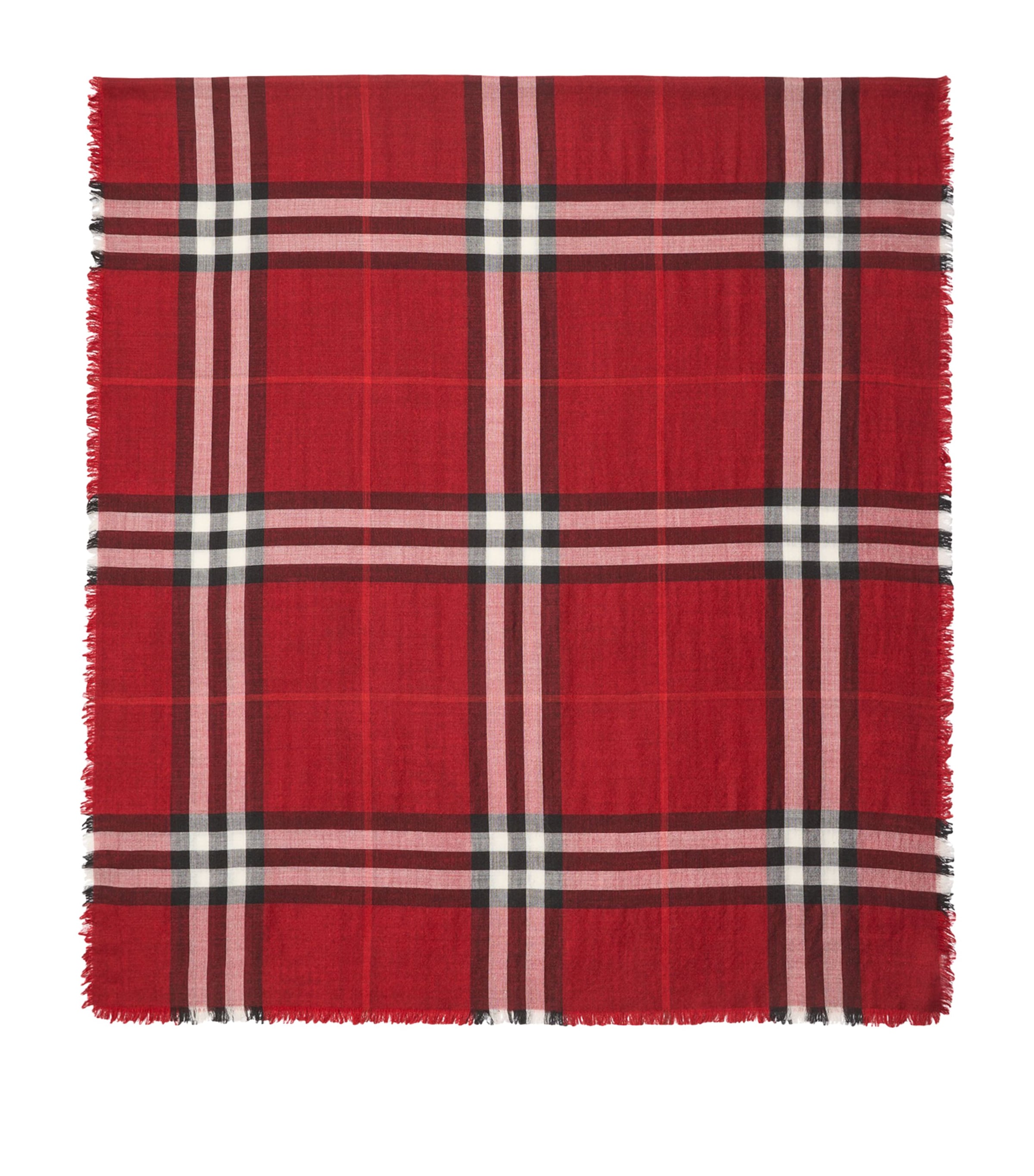Wool-Silk Reversible Check Scarf OXBLOOD RED / POST Image 1