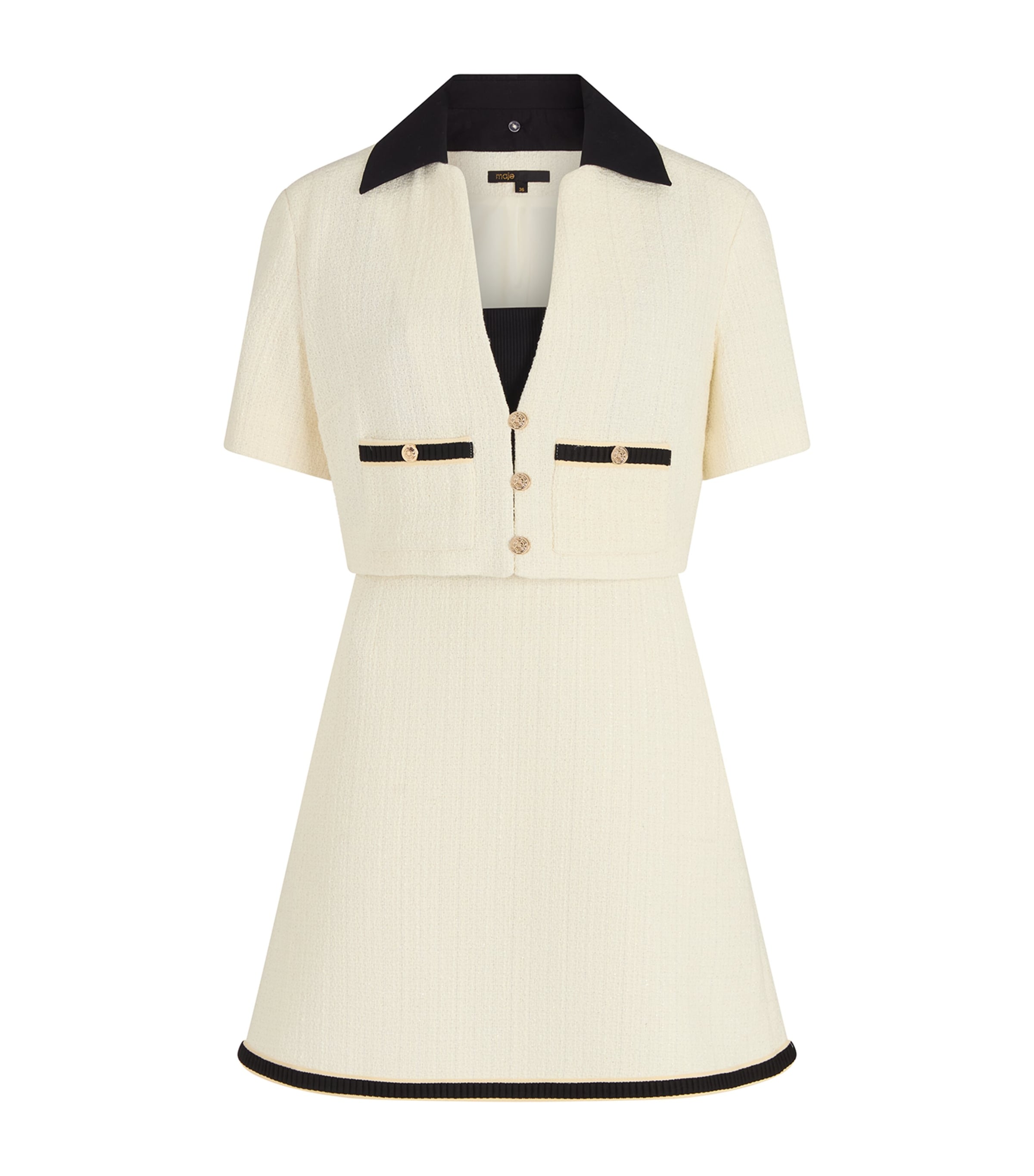 Maje Tweed-effect Jacket And Mini Dress Set In White