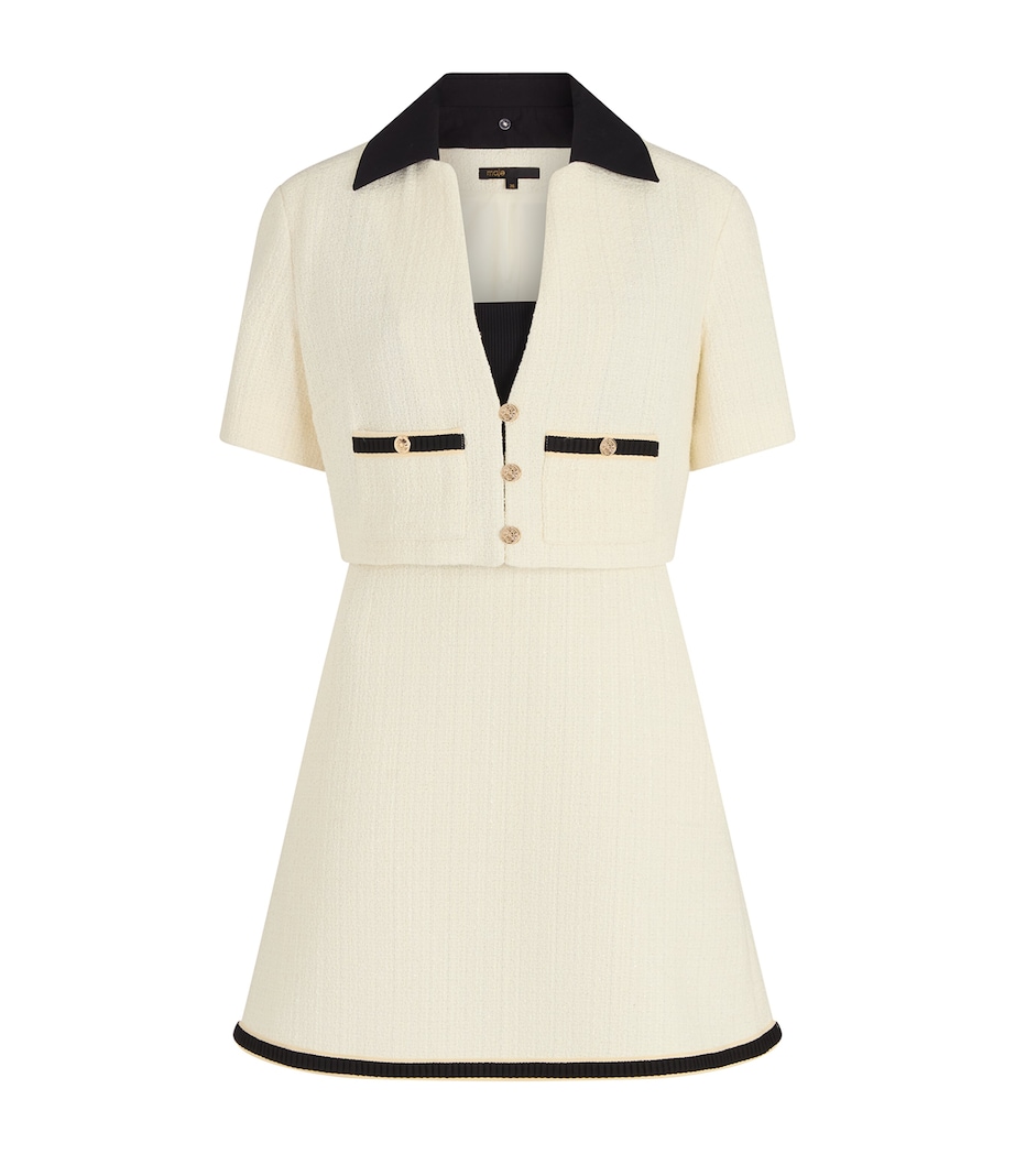 Tweed-Effect Jacket and Mini Dress Set ECRU Image 1