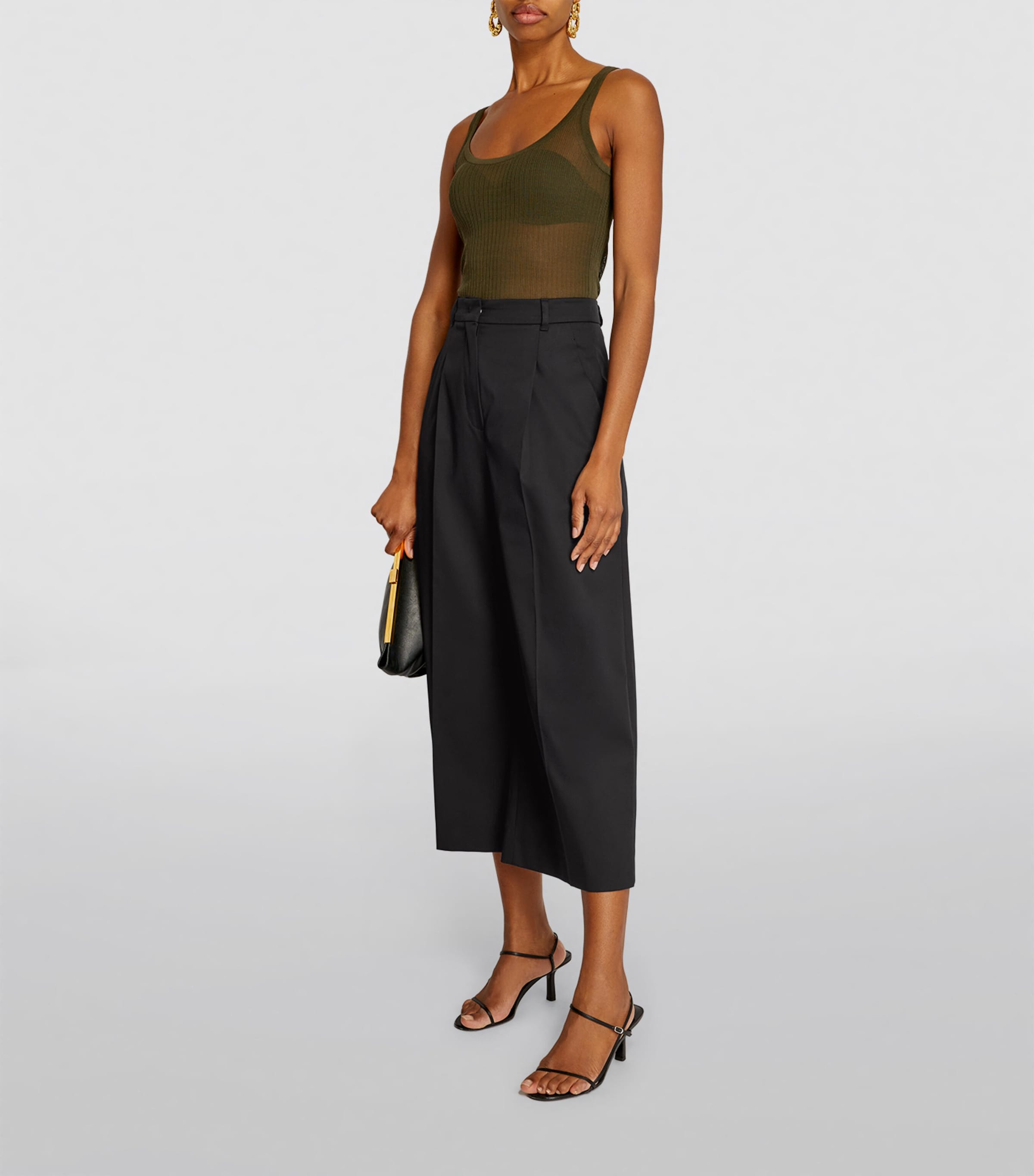 Max Mara Womens Cropped Wide-Leg Trousers Black Image 2