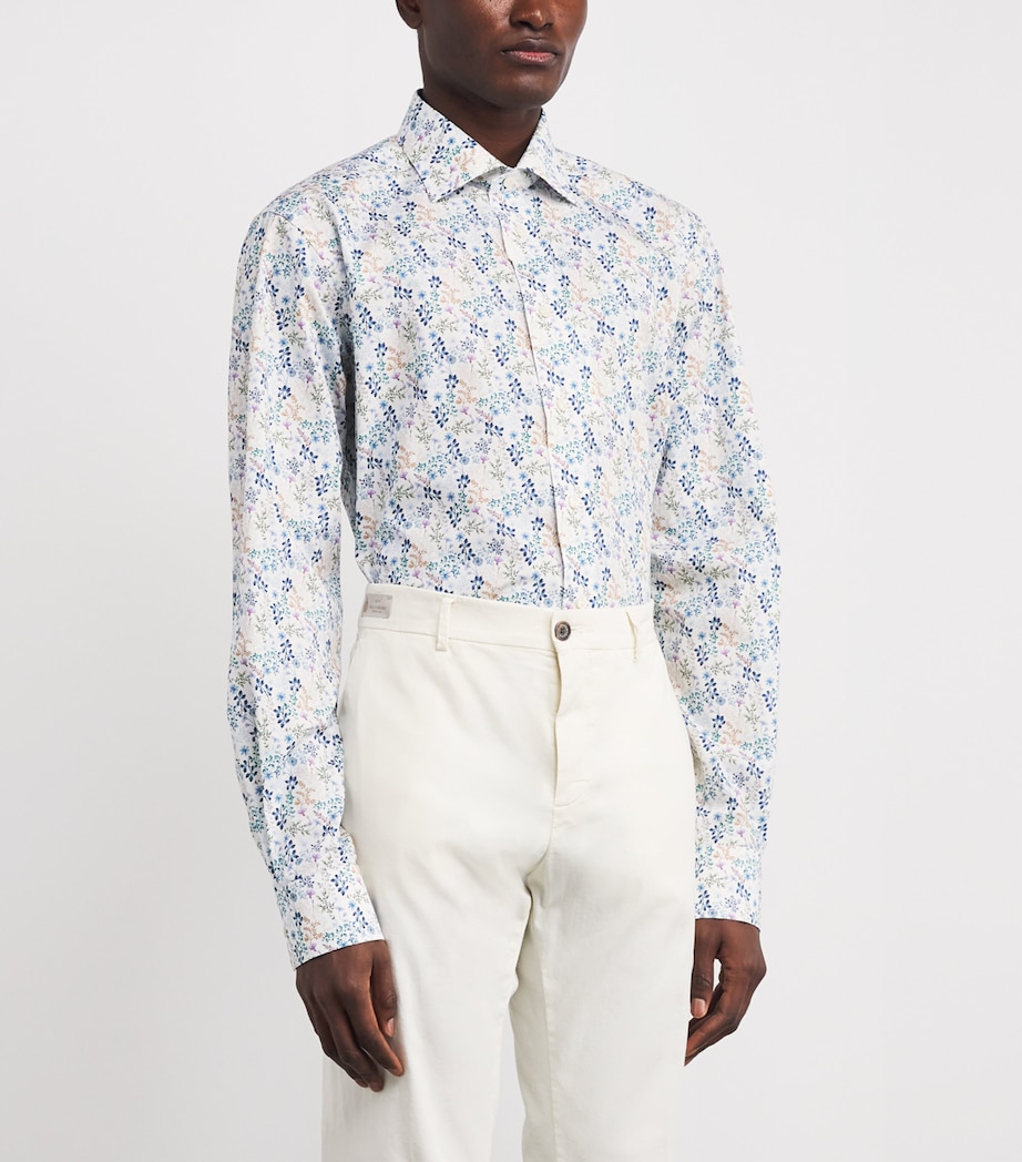 Cotton Twill Printed Contemporary Fit Shirt 25MID BLUE Image 3