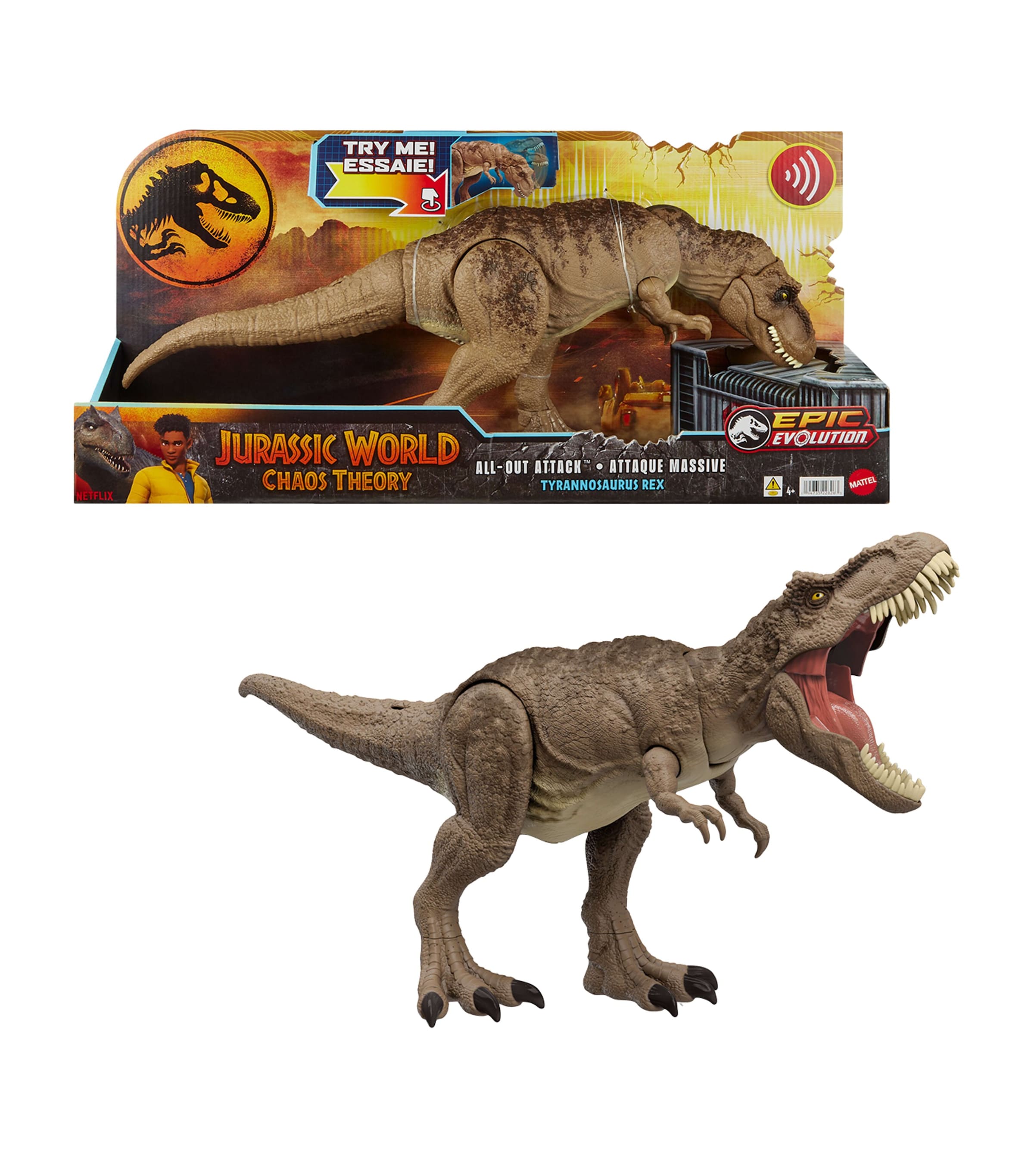 Jurassic World All-out Attack Tyrannosaurus Rex Toy In Brown