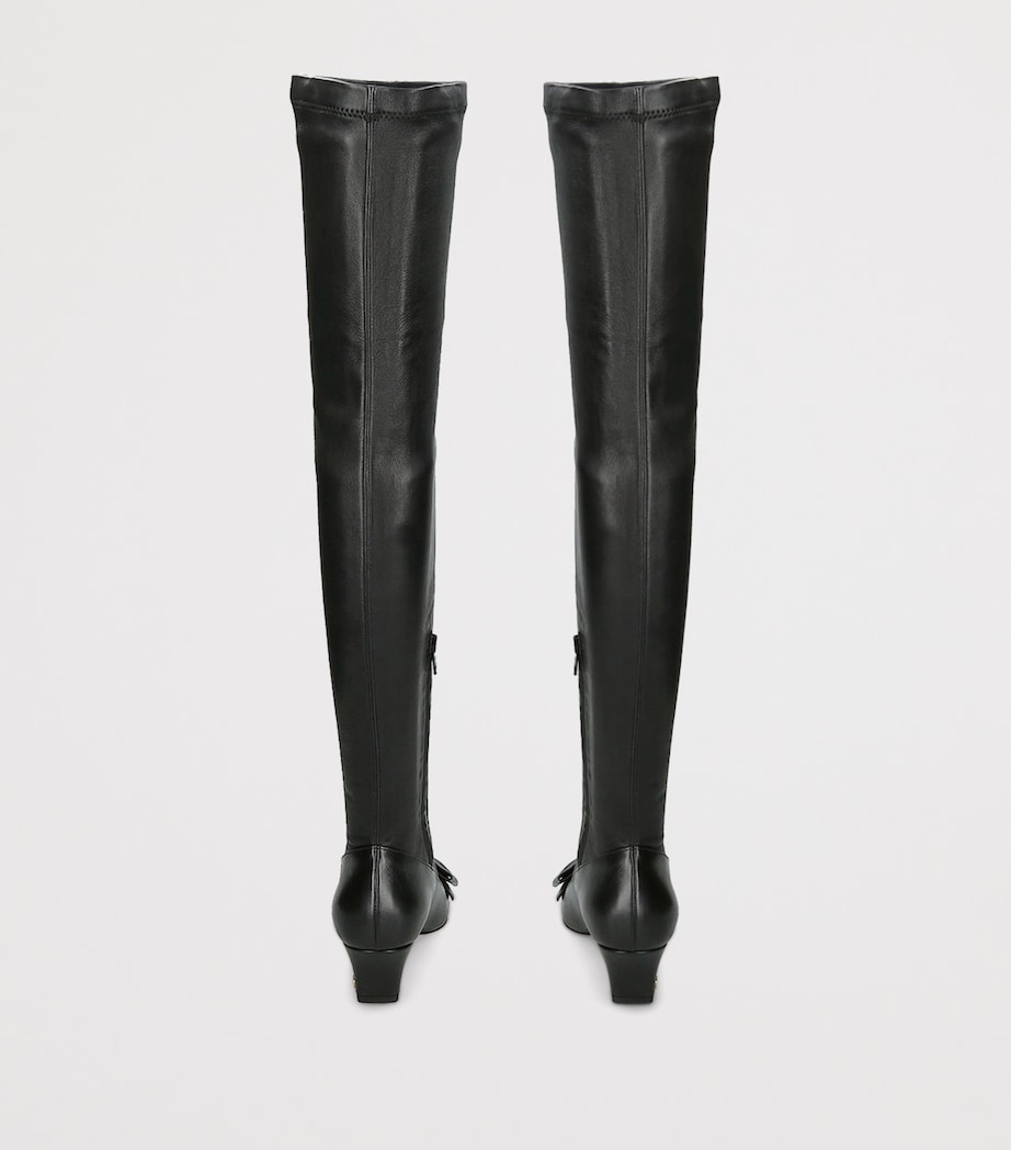 Valentino Garavani Leather Bowow Over-The-Knee Boots 45 Black Image 2