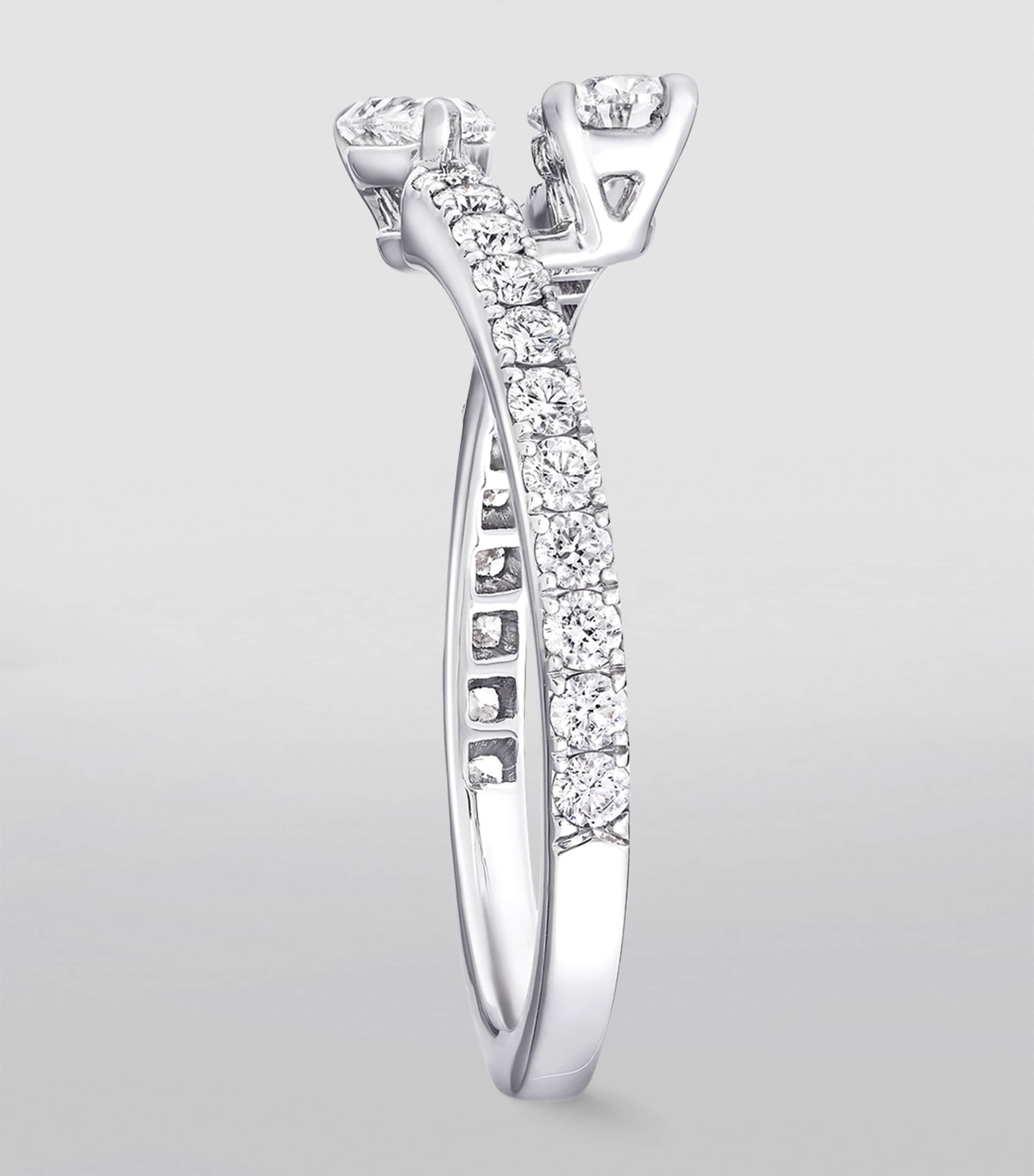White Gold and Diamond Duet Ring WHITE GOLD Image 2