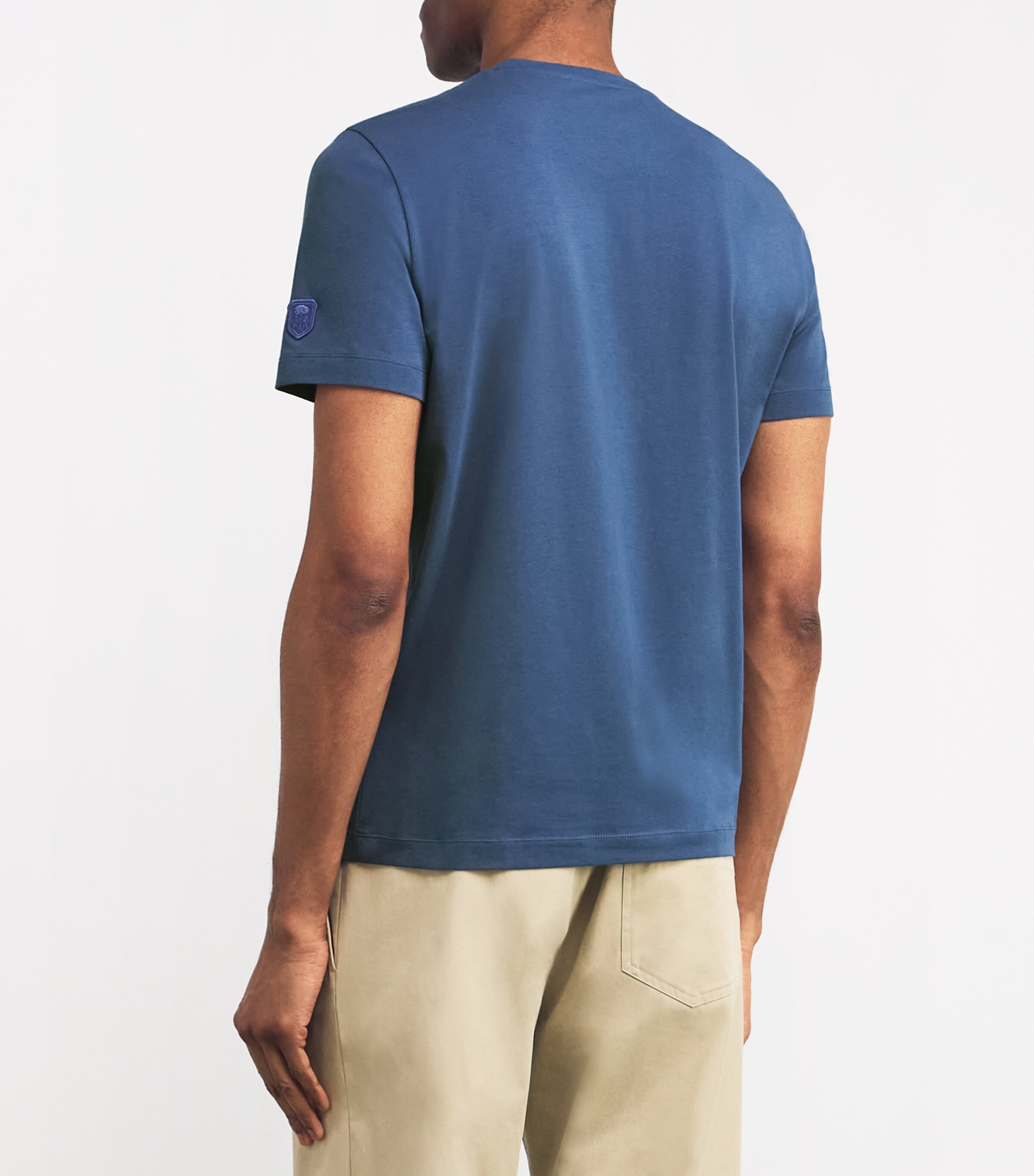 Corneliani Mens Stretch-Cotton T-Shirt Drk Ceruole Blue Image 4