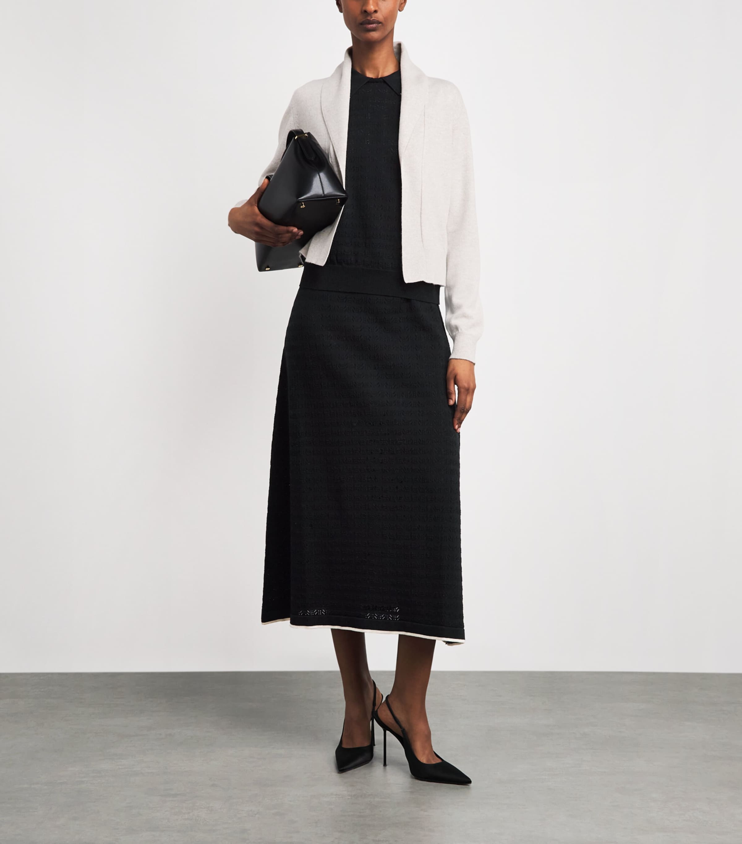 Agnona Womens Cotton Polo Sweater Vest Black Image 2