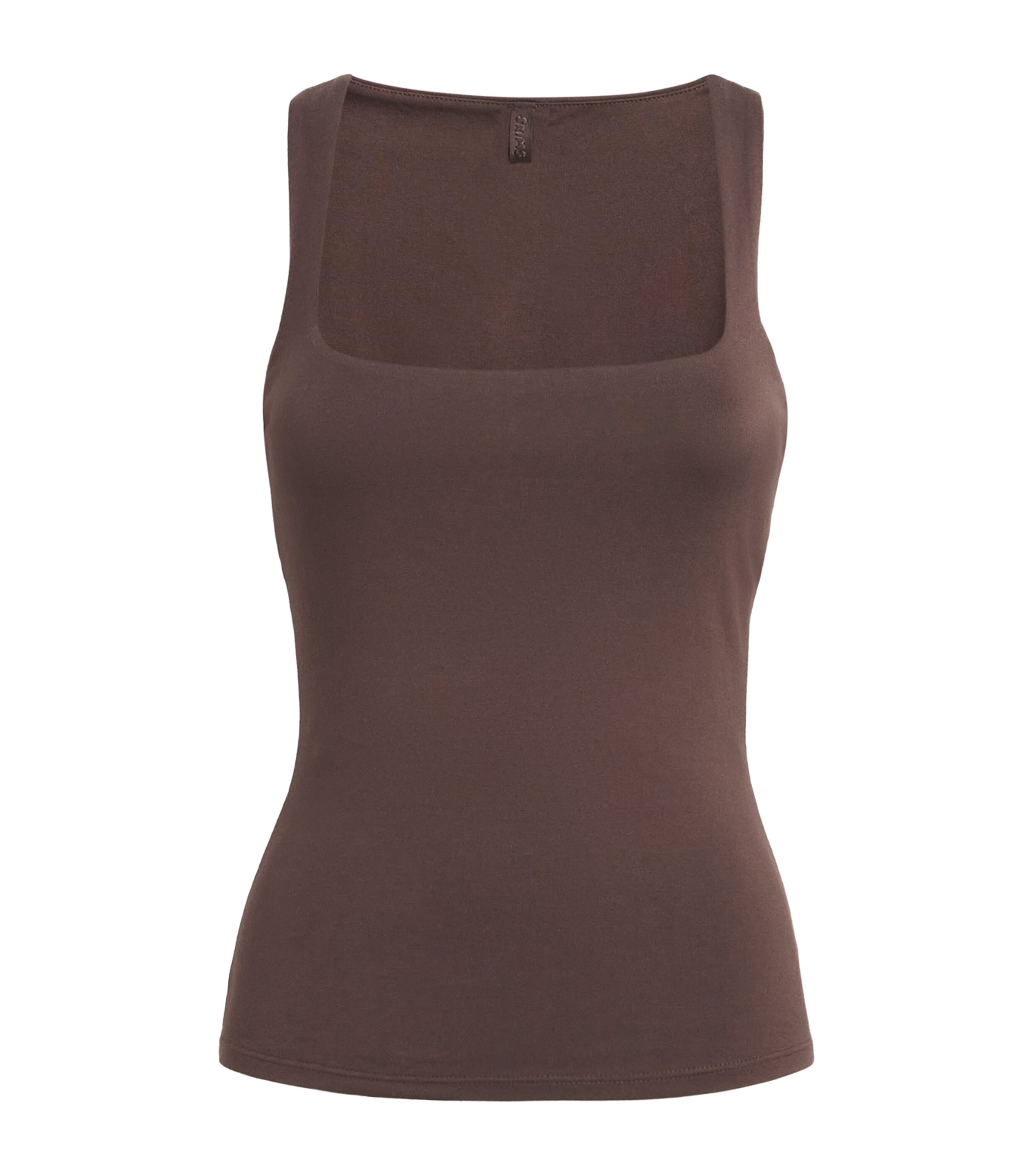 Skims Smooth Layers Square-neck Cami Top In Brown