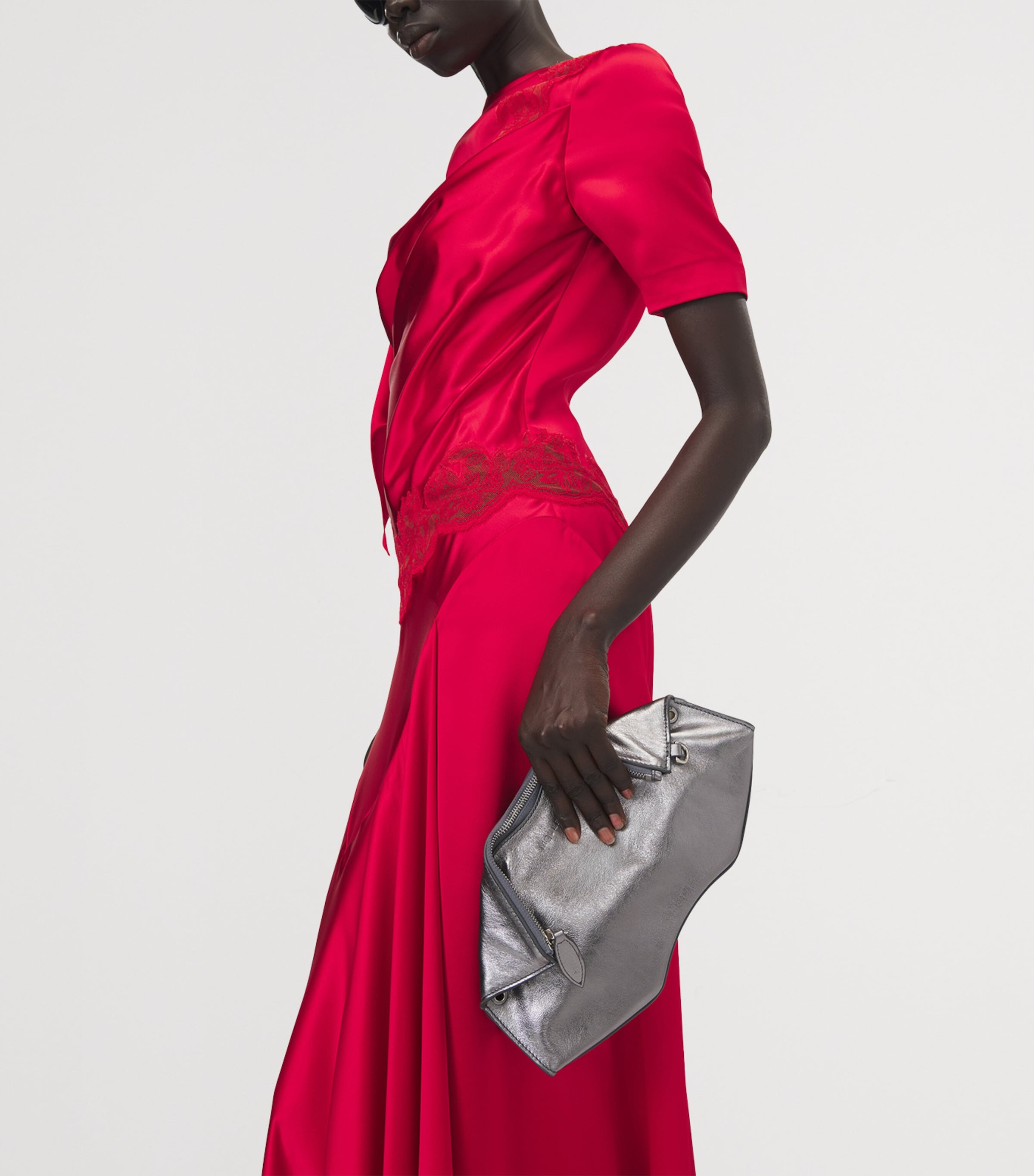 McQueen Cracked Metallic Leather Manta Pouch Image 2
