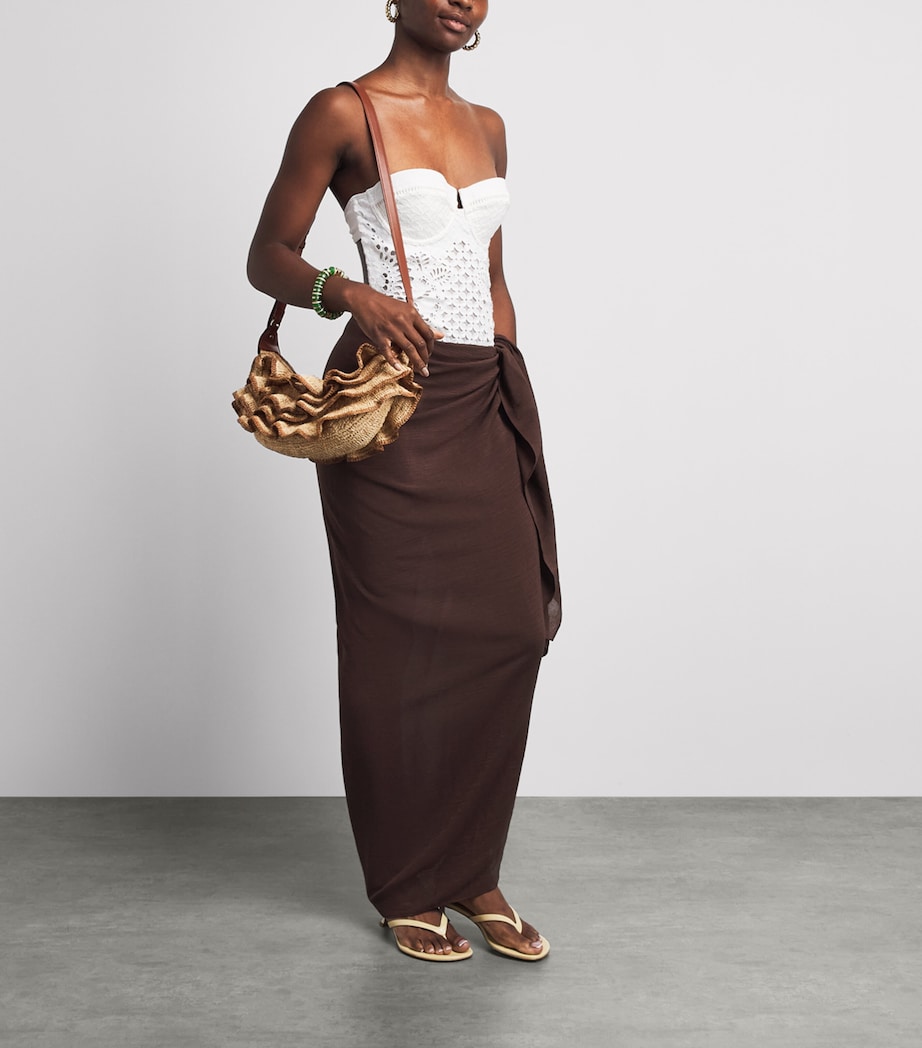 Zimmermann Raffia Goldentime Ruffle Shoulder Bag Natural Image 2