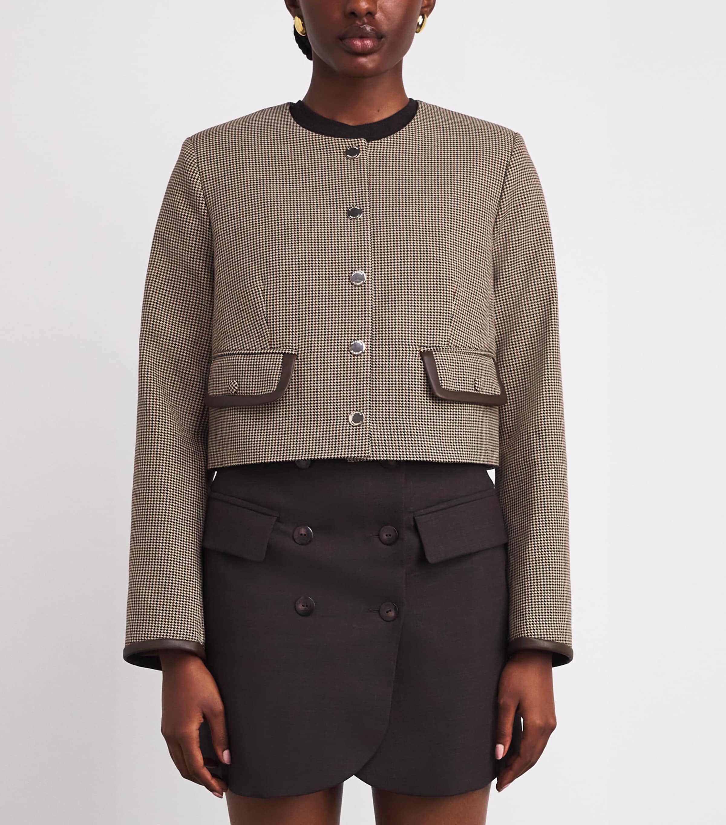 Houndstooth Cropped Jacket MULTICOLORED Image 3