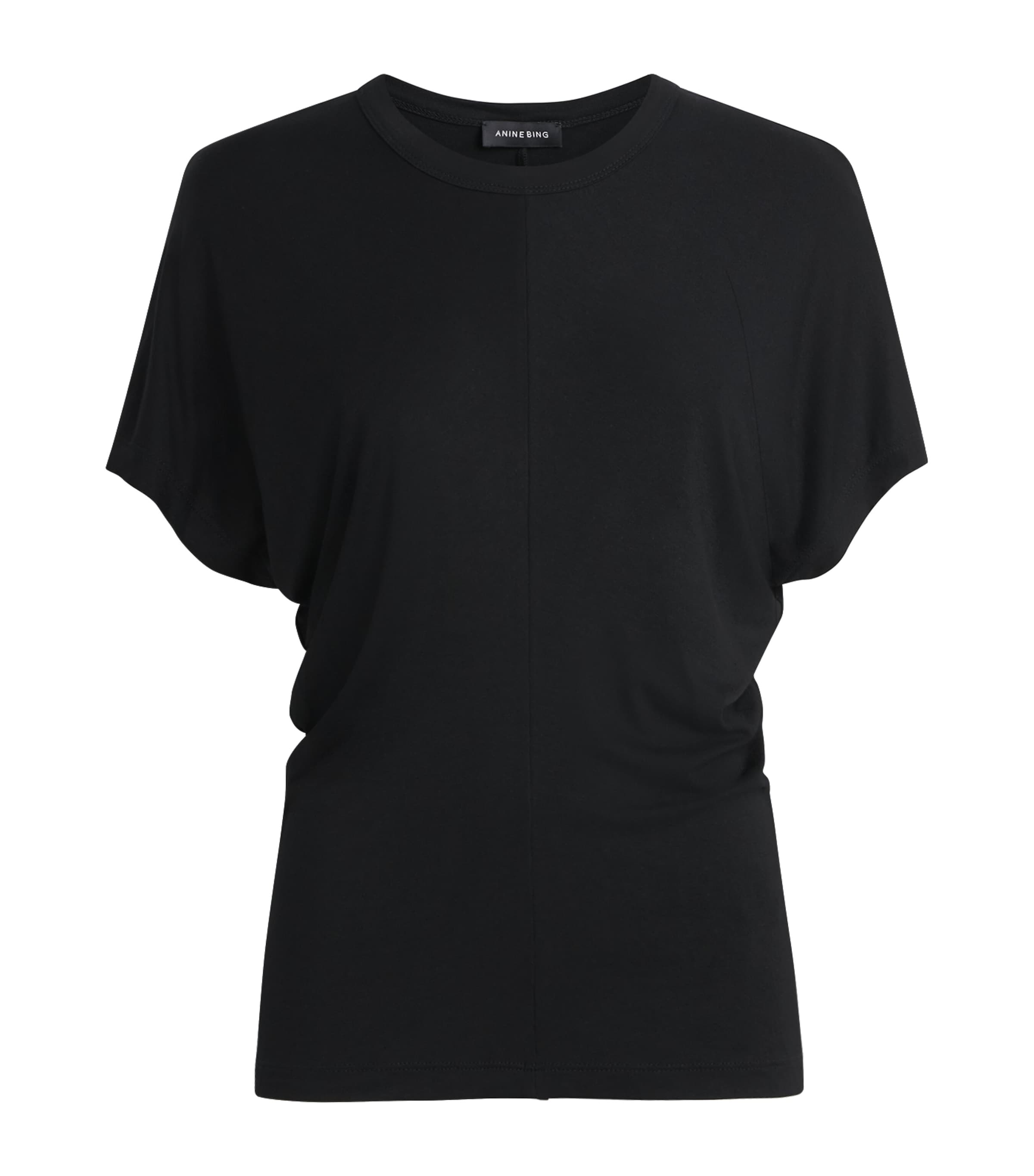 ANINE BING Womens Draped Zadig T-Shirt Black Image 1