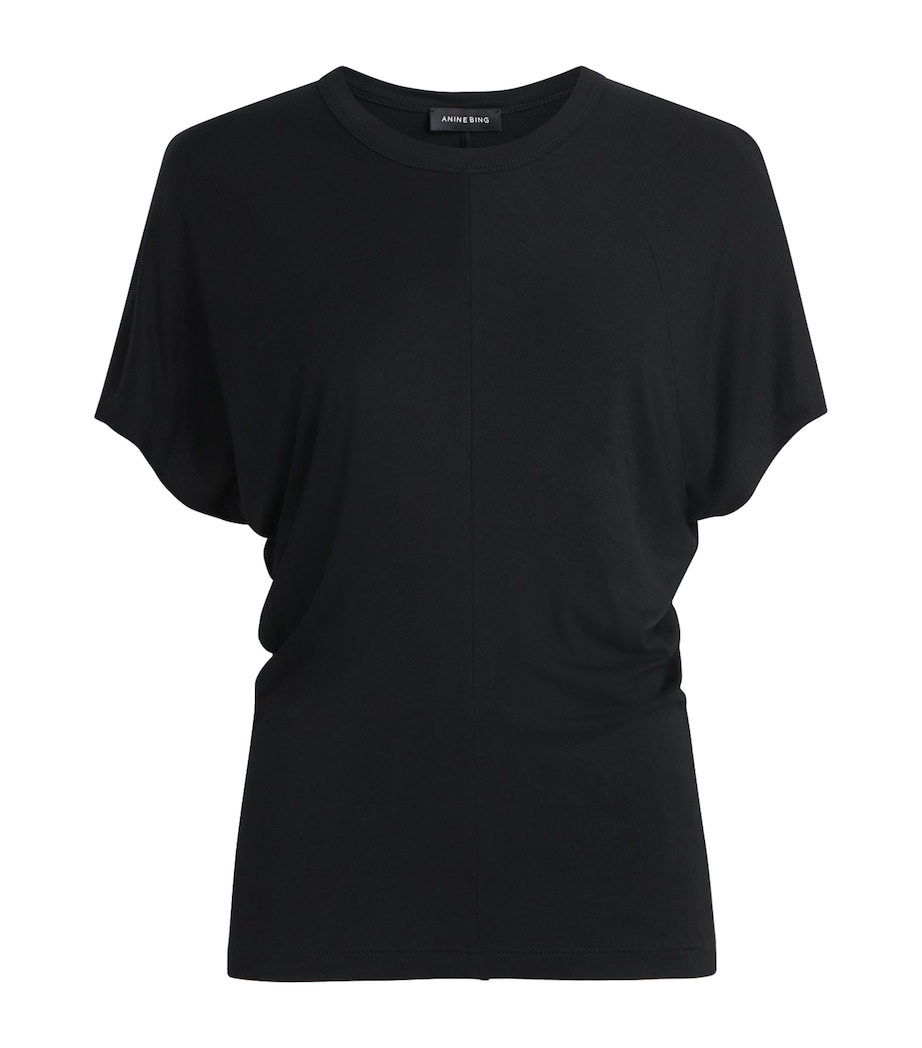 ANINE BING Womens Draped Zadig T-Shirt Black Image 1