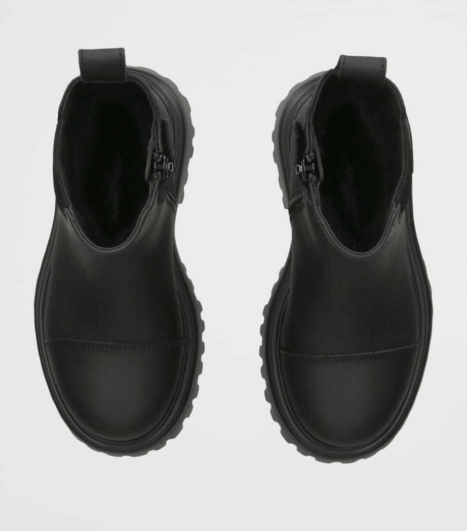 Dolce&Gabbana Kids Leather Chelsea Boots Black Image 3