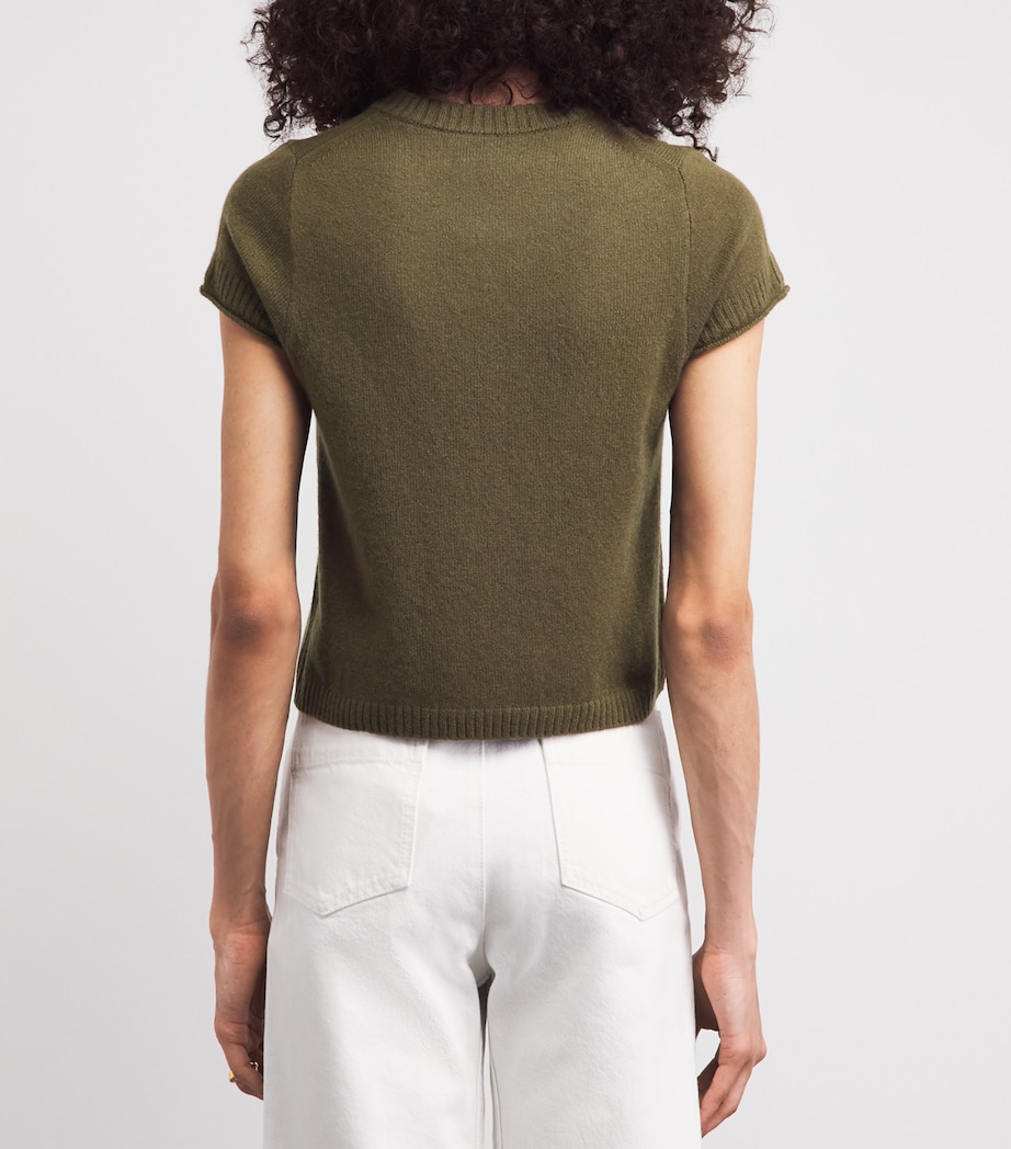ME+EM Womens Cashmere Shrunken Baby T-Shirt Olive Green Image 5