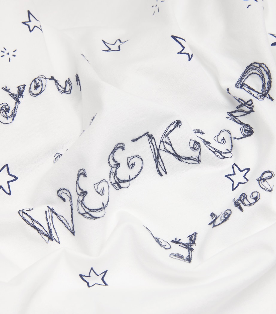 Cotton Print and Embroidered T-Shirt WHITE Image 5