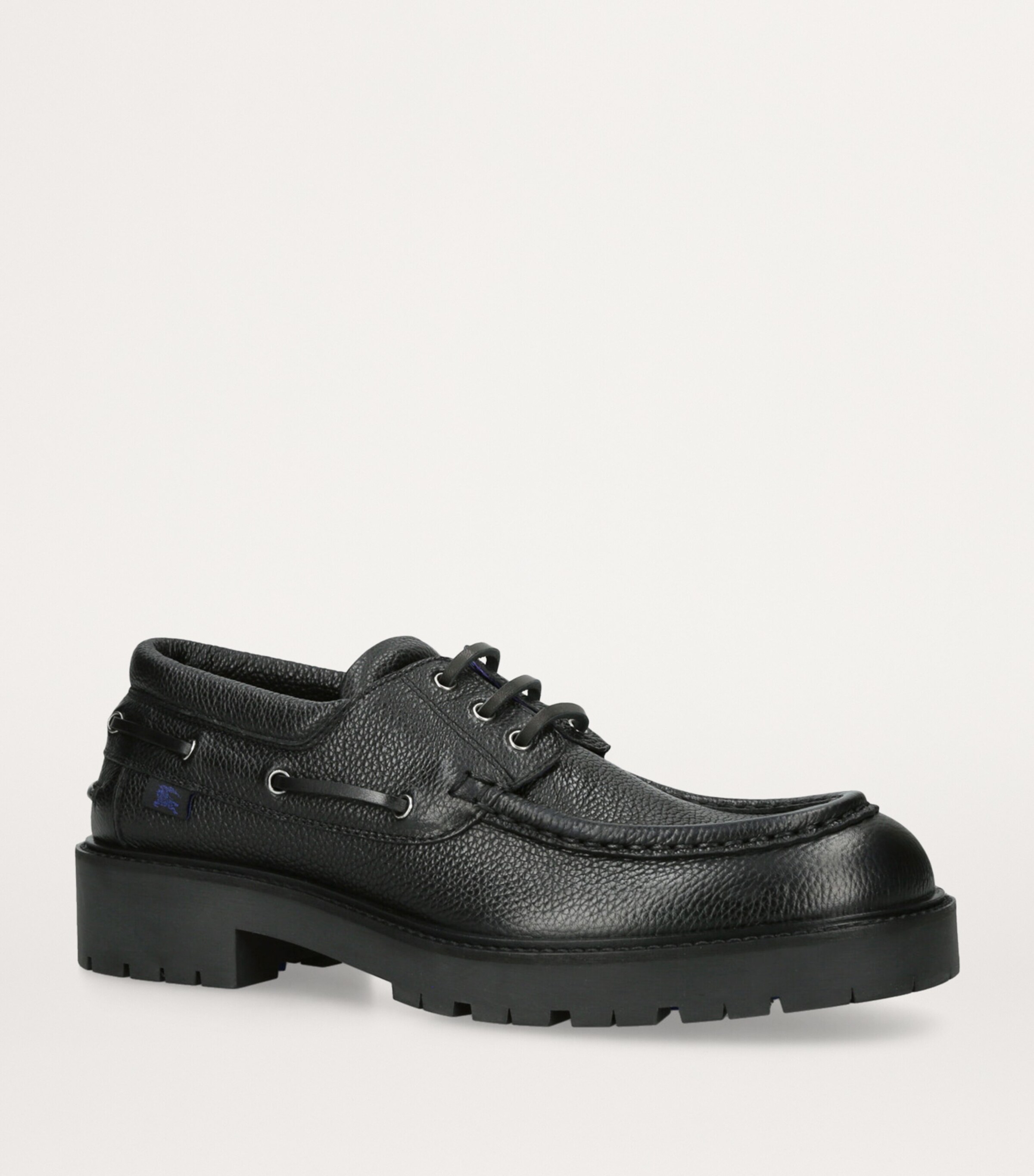 Burberry Leather Raft Boat Shoes Black Image 3