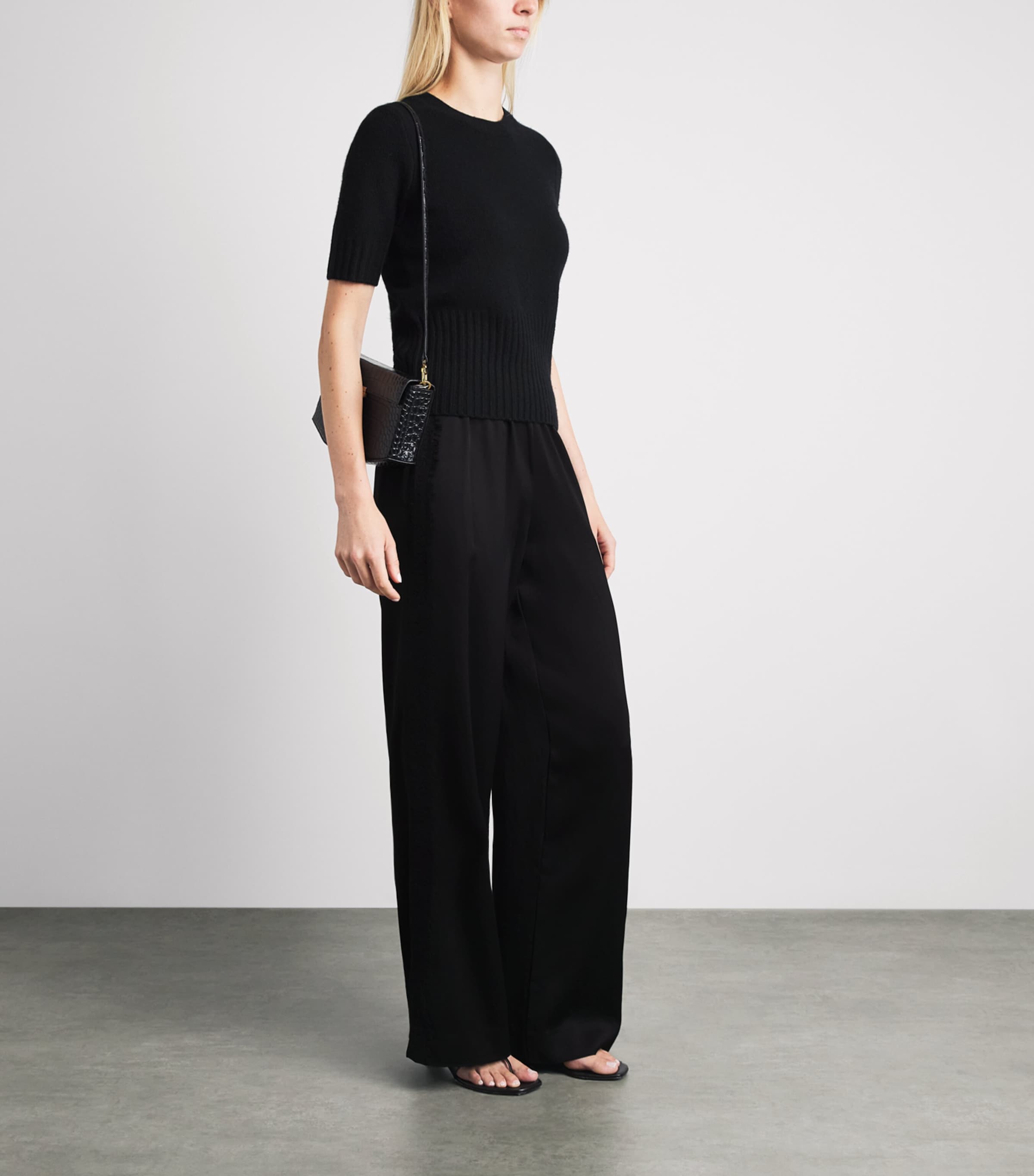 Vince Womens Lace-Trim Trousers Black Image 2