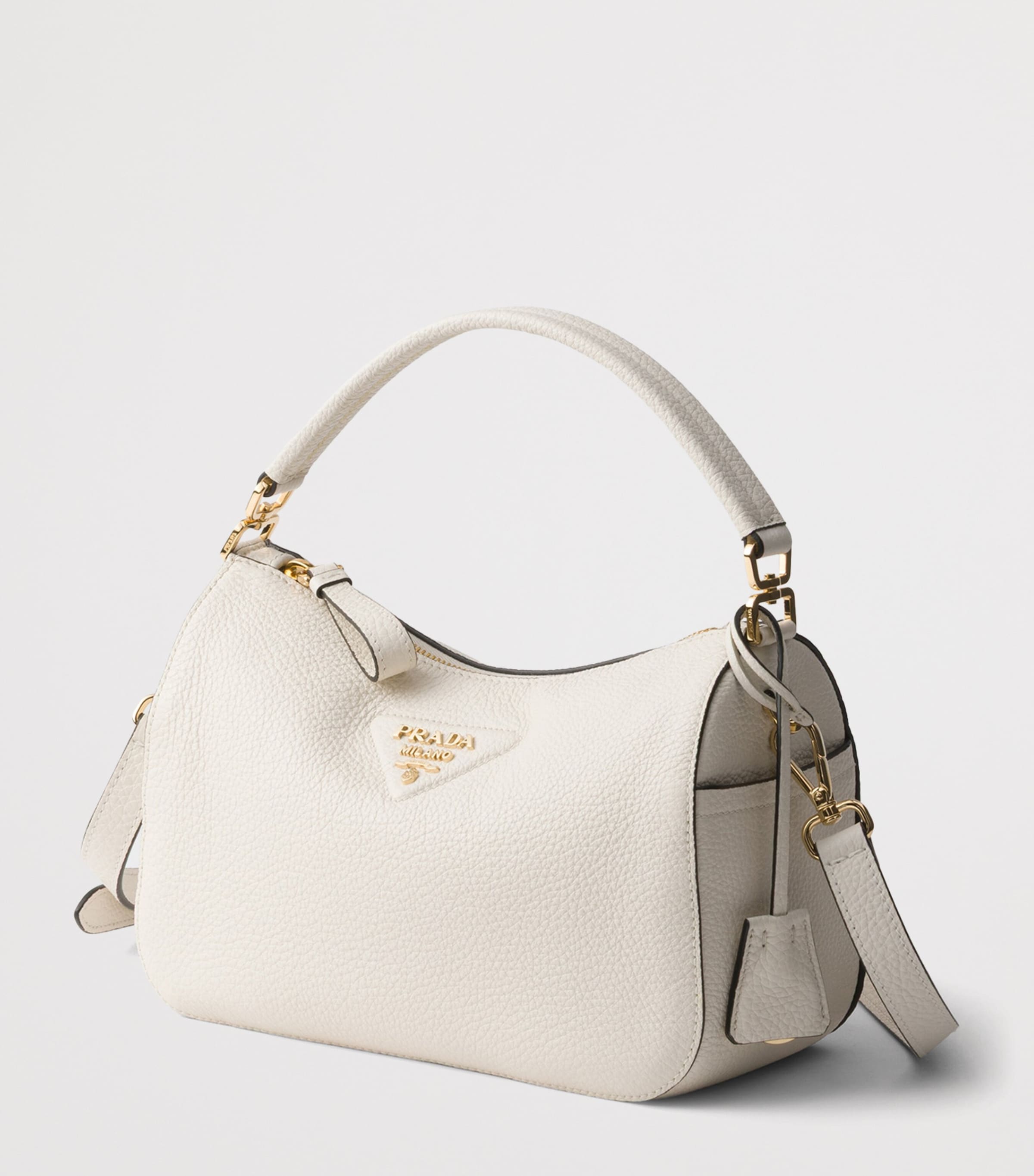 Prada Small Leather Top-Handle Bag White Image 5