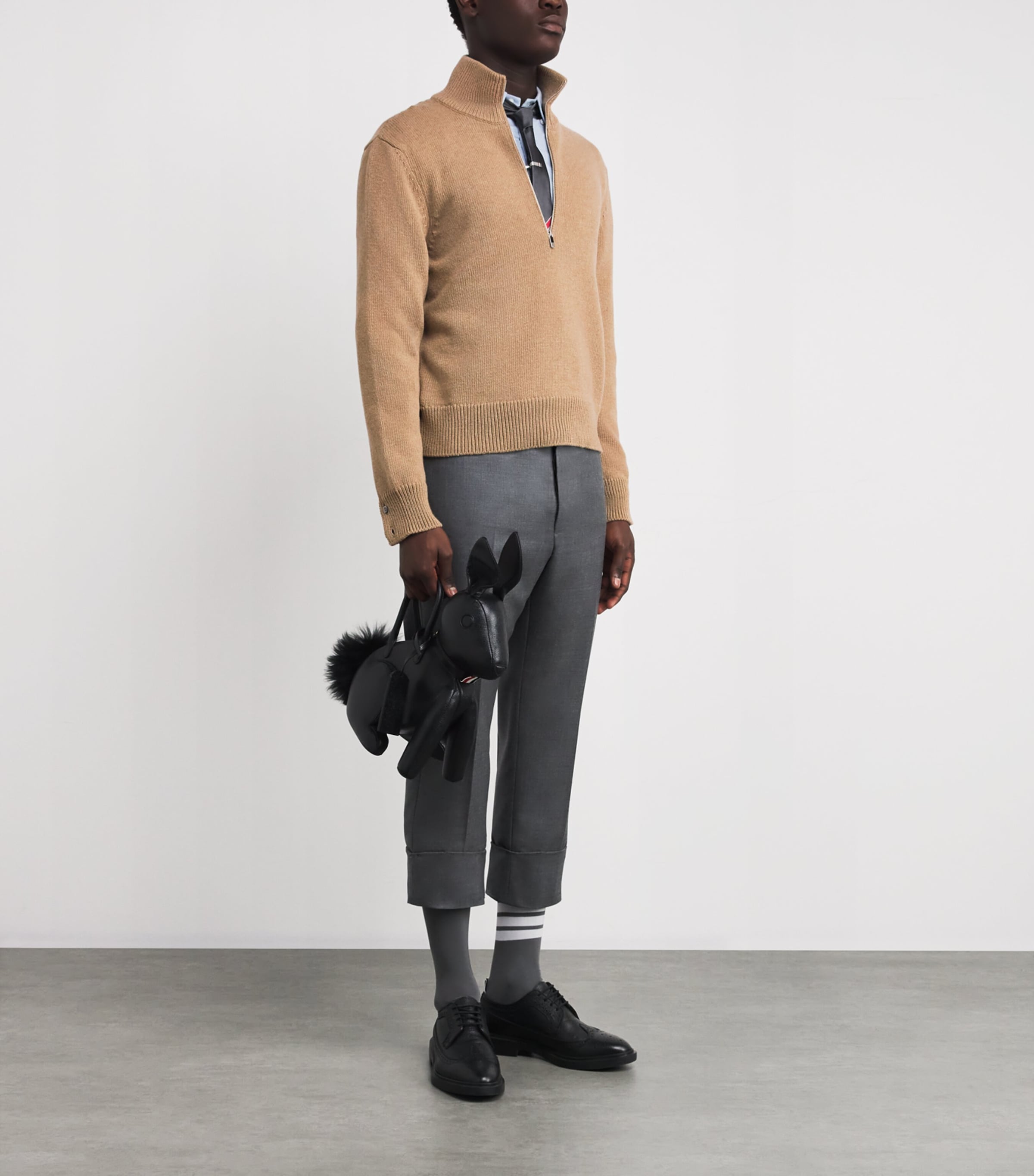 Merino Wool Geese Half-Zip Jumper MED BROWN Image 2