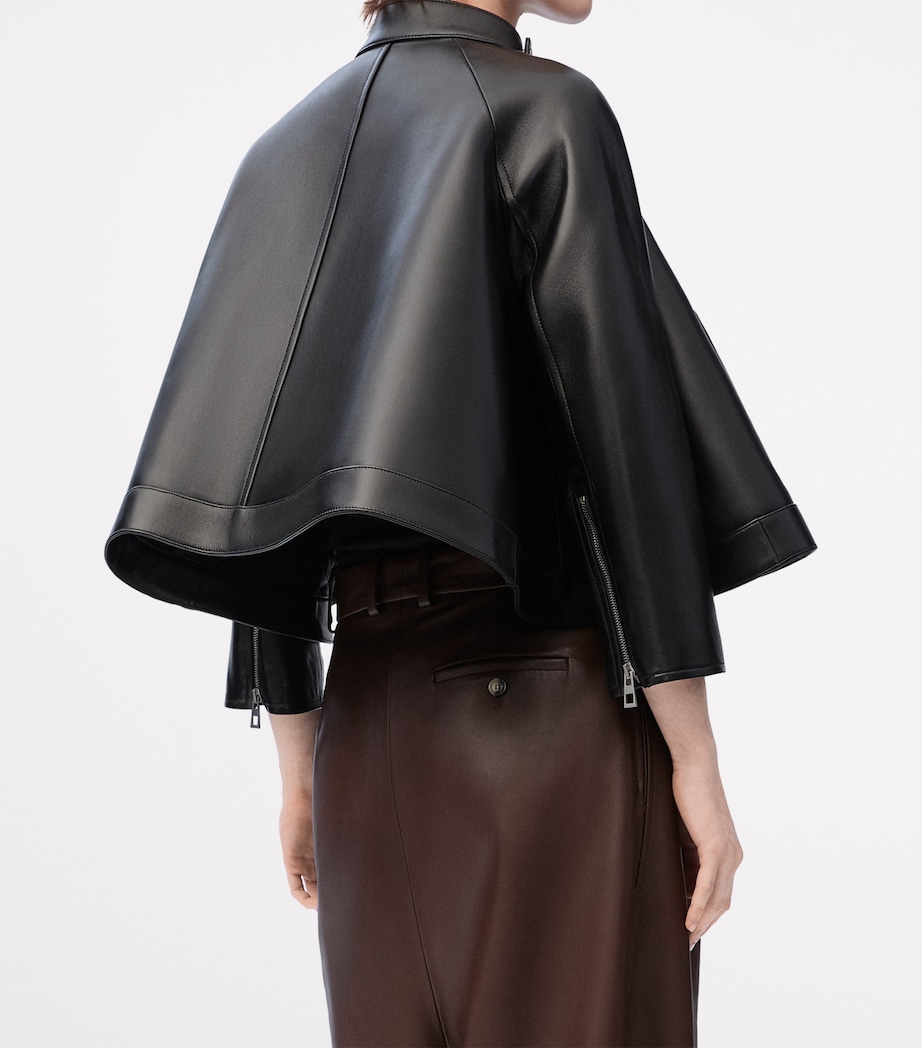 LOEWE Womens Leather Trapeze Jacket Black Image 4