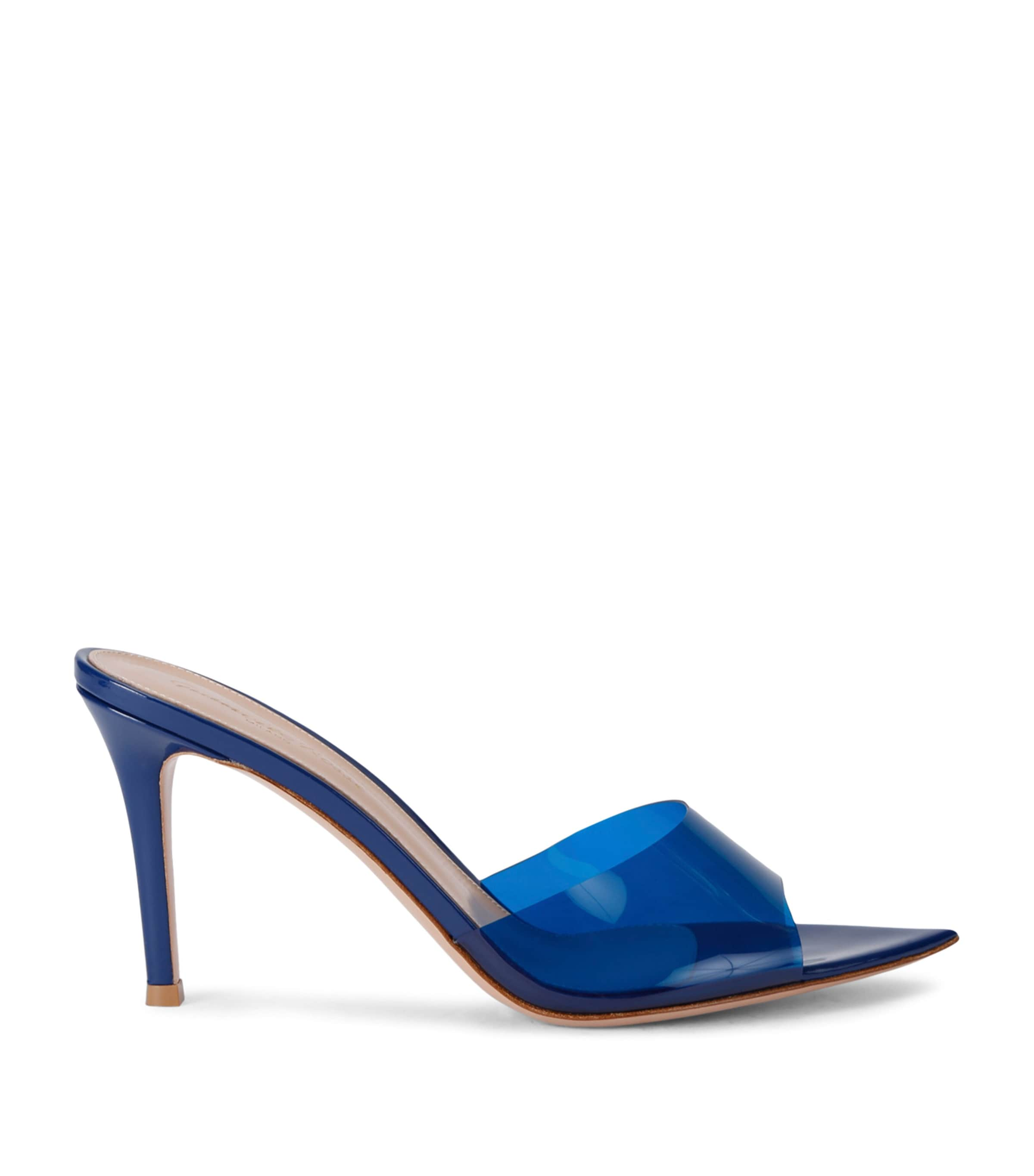 Shop Gianvito Rossi Plexi Elle Mules 85 In Blue