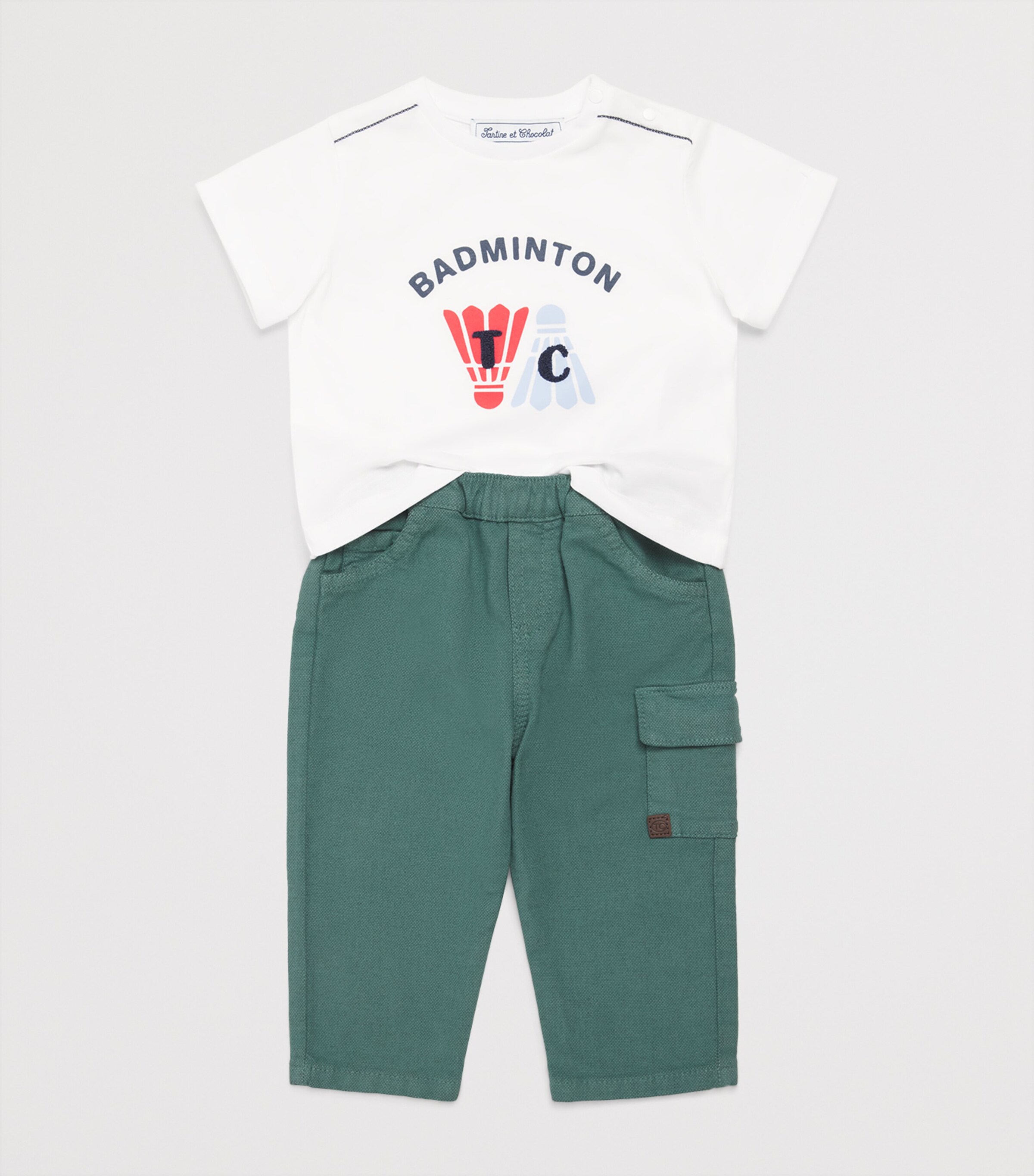 Tartine et Chocolat Cotton Cargo Trousers (3 Months-4 Years) Image 3