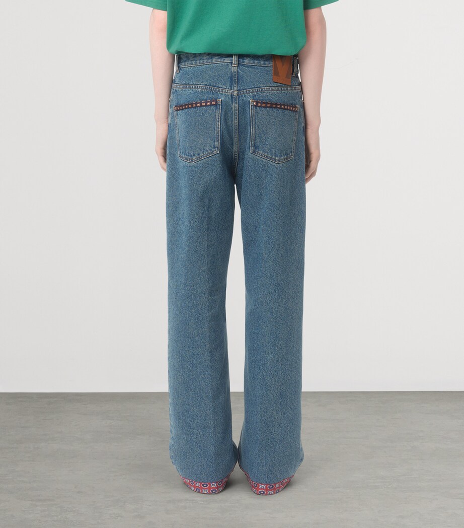 Bandana-Trim Wide-Leg Jeans 558 Image 4