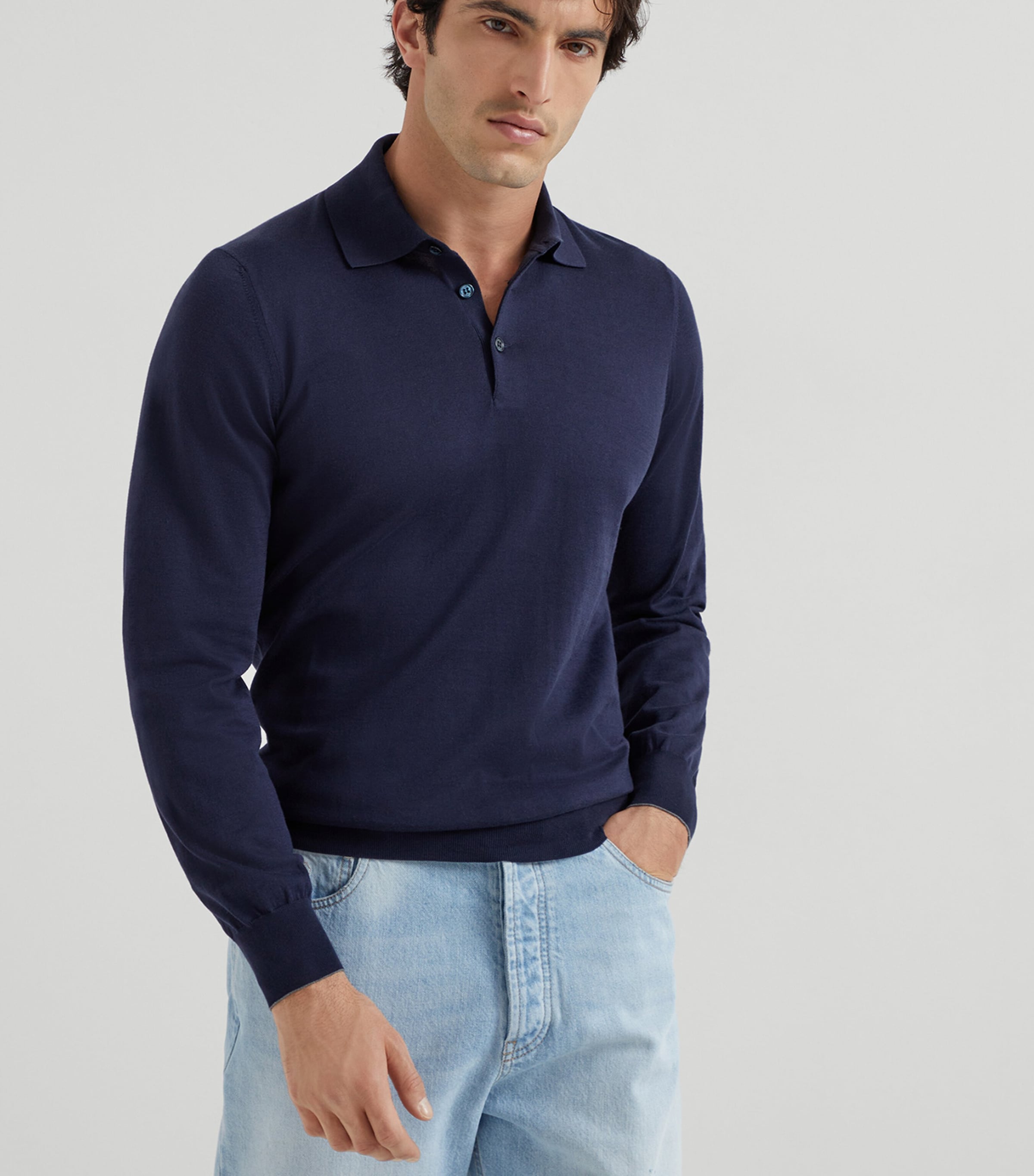Cotton Polo Sweater CW425 Image 2