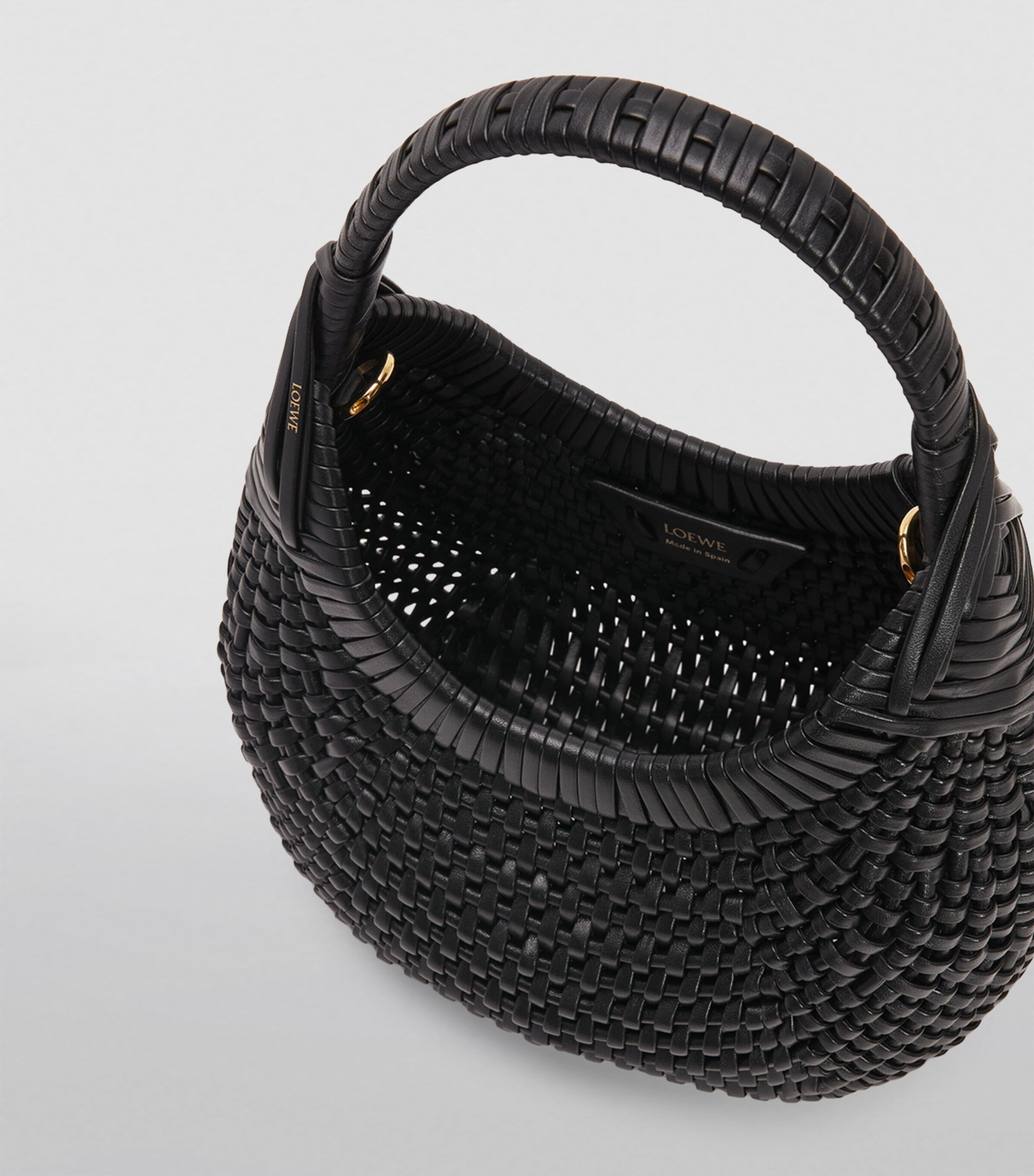 Leather Diamond Top-Handle Bag BLACK Image 4
