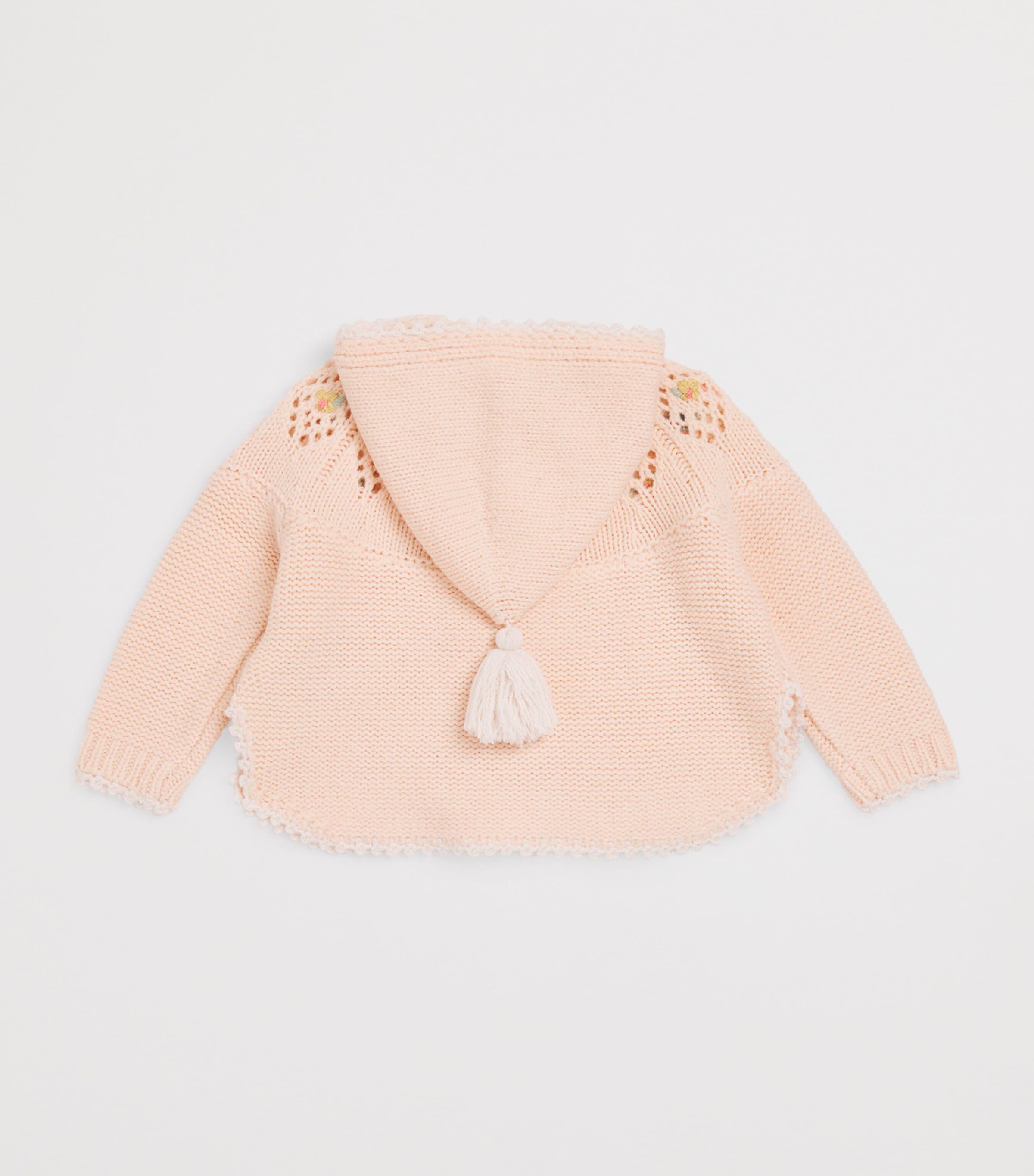 Crochet Hooded Iona Cardigan (6-24 Months) BLUSH Image 2
