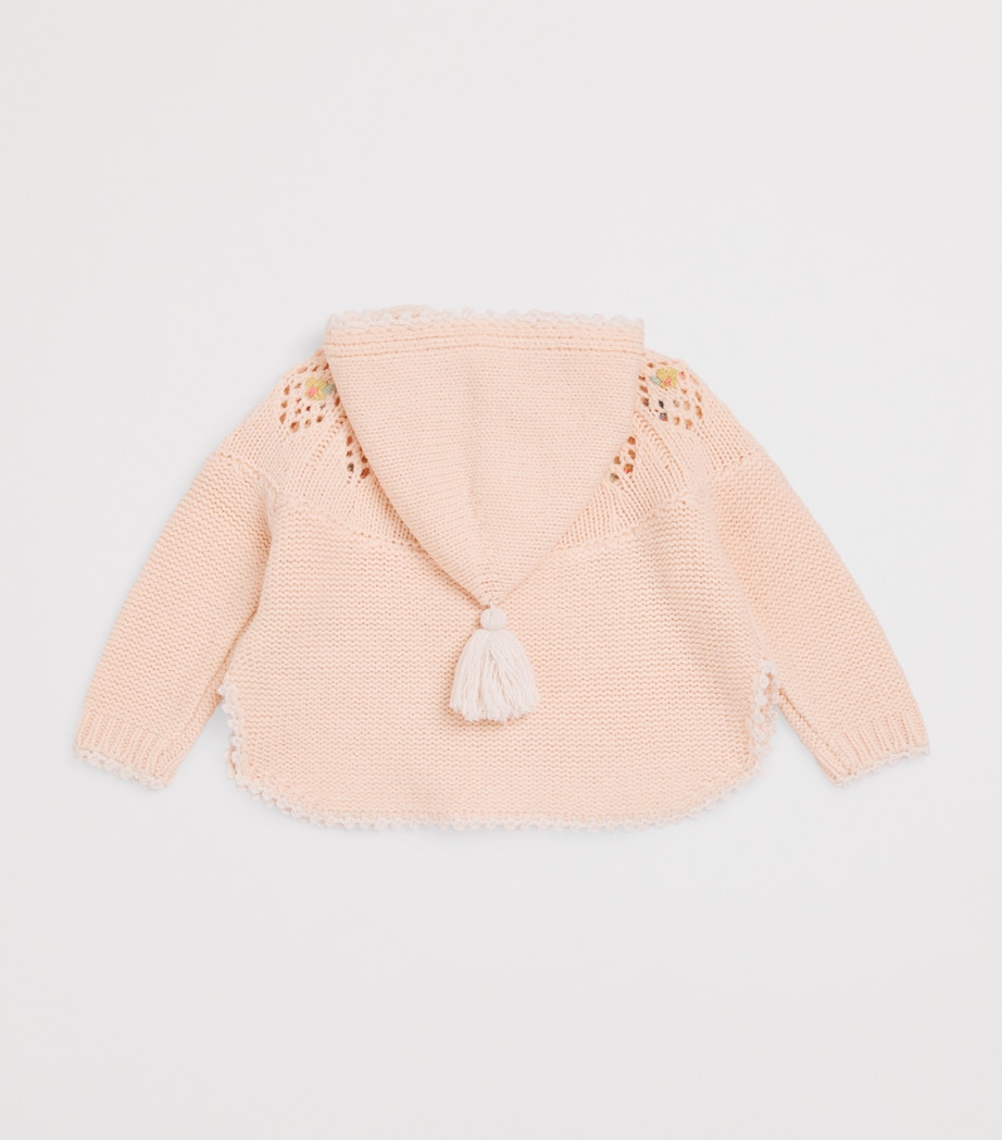 Crochet Hooded Iona Cardigan (6-24 Months) BLUSH Image 2