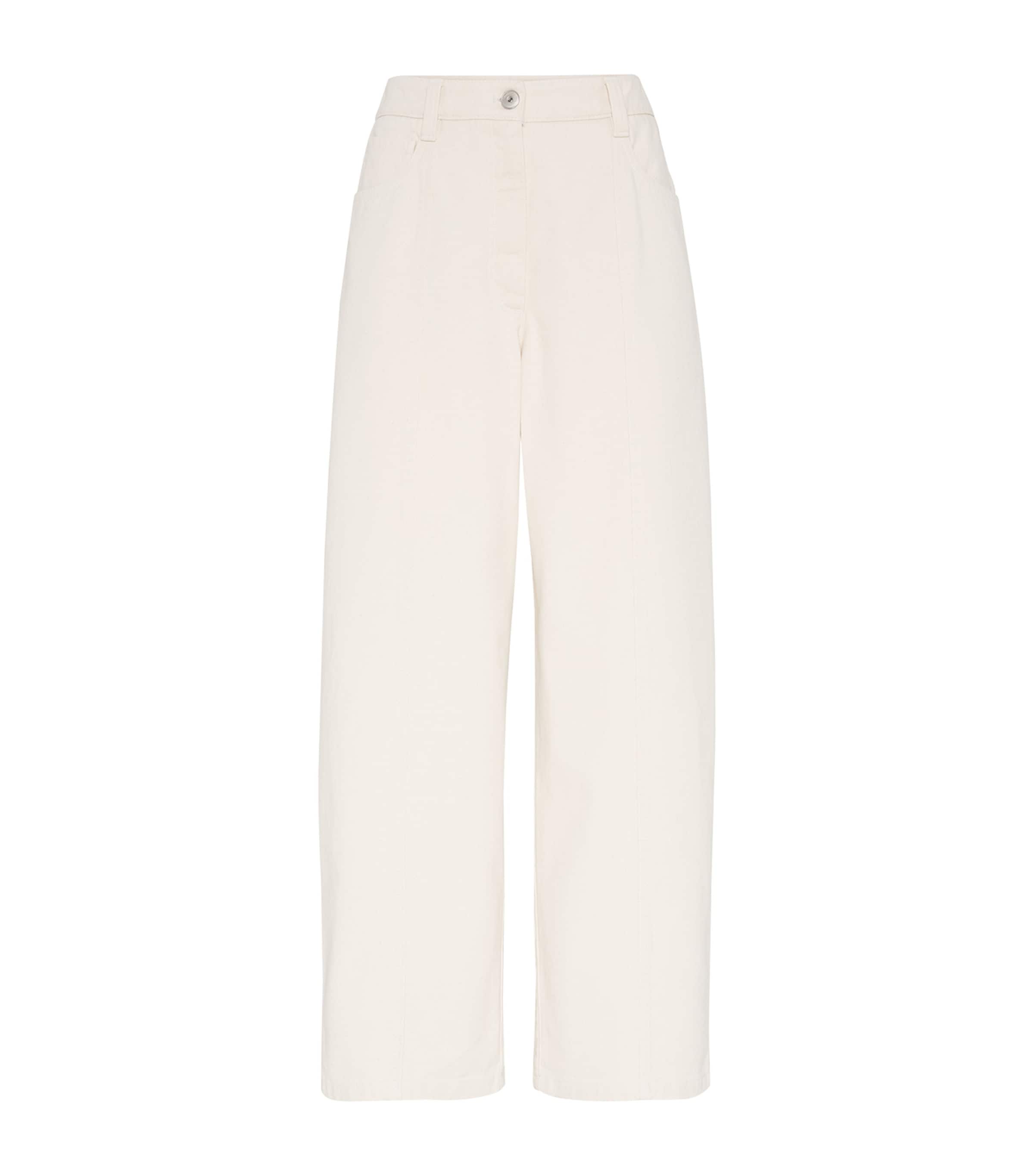 Brunello Cucinelli Garment-dyed Cropped Jeans In White