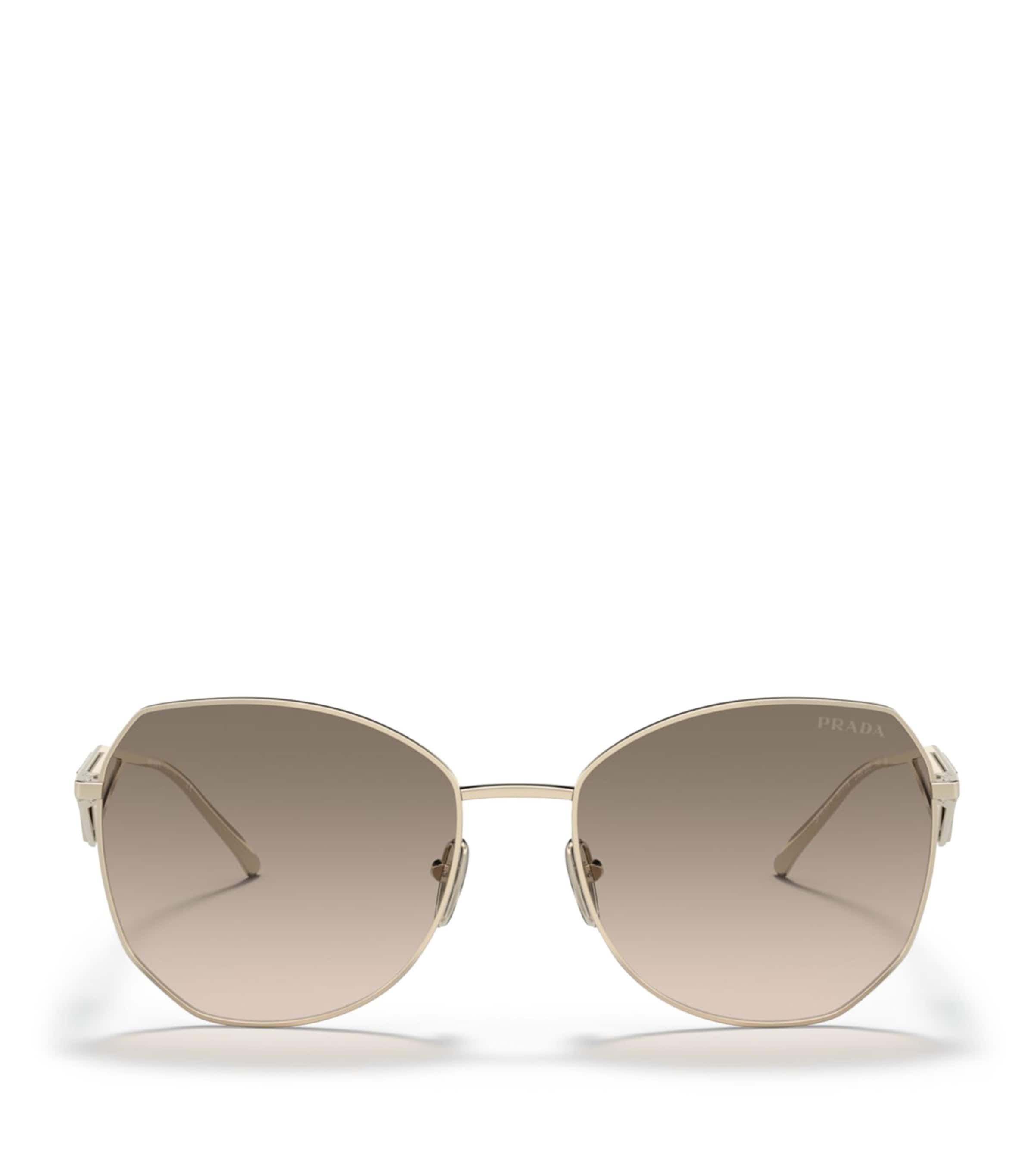 Shop Prada Steel 0pr 57ys Sunglasses In Gold