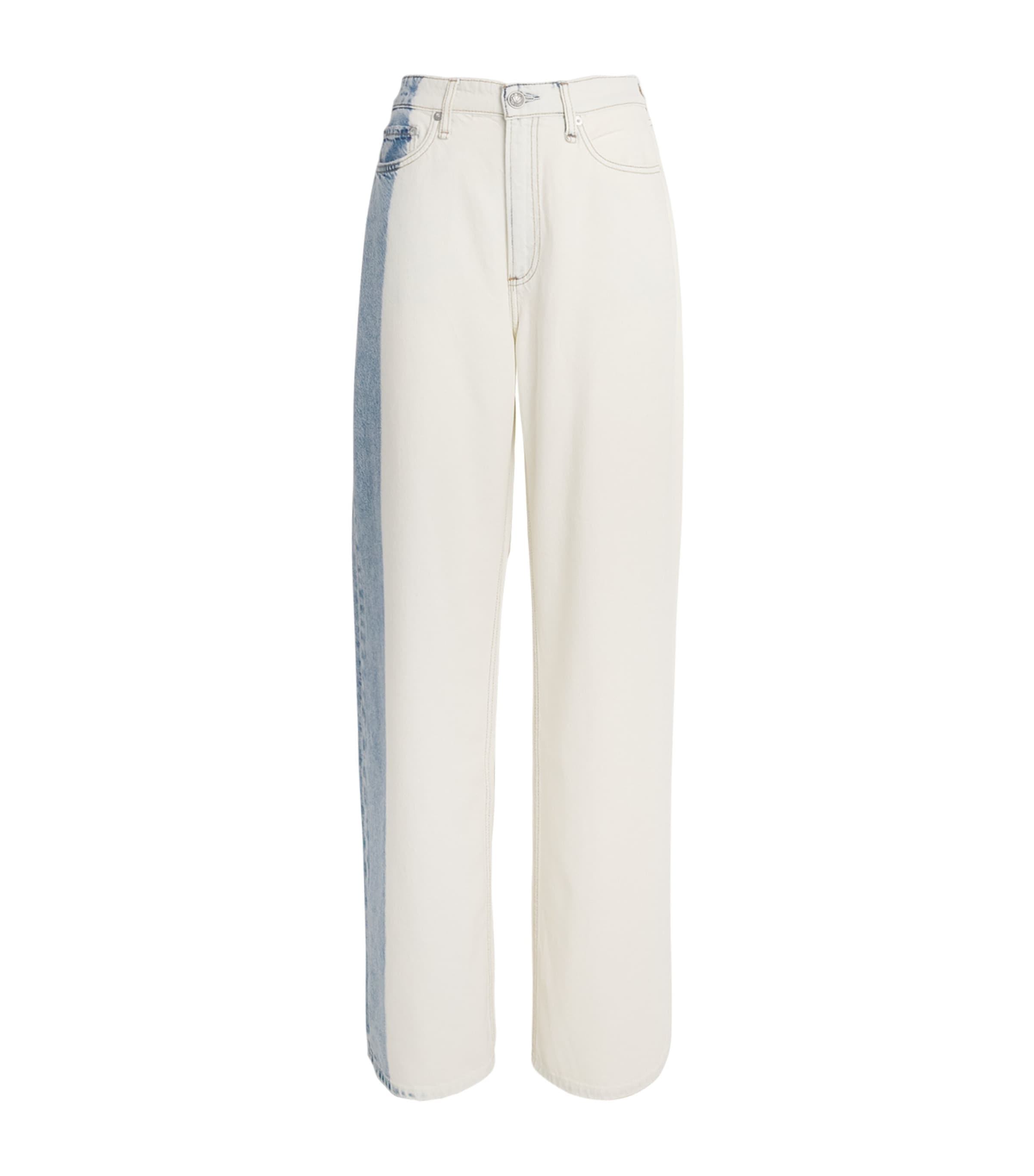 Rag & Bone Two-tone Logan Mid-rise Wide-leg Jeans In White