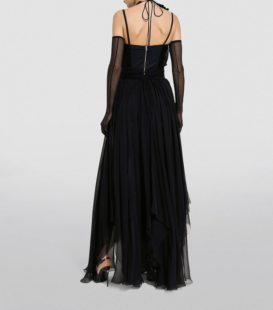 Silk Rose Halterneck Gown N0000-BLACK Image 8