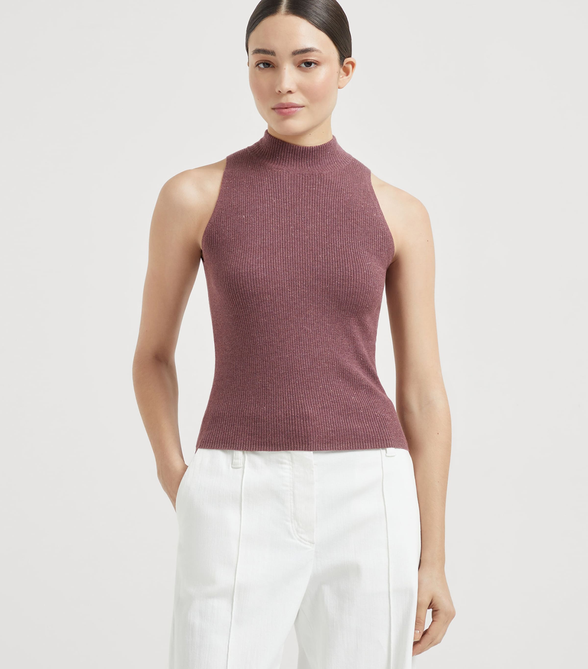 Sparkling Cashmere Rib-Knit Top C4238 Image 2