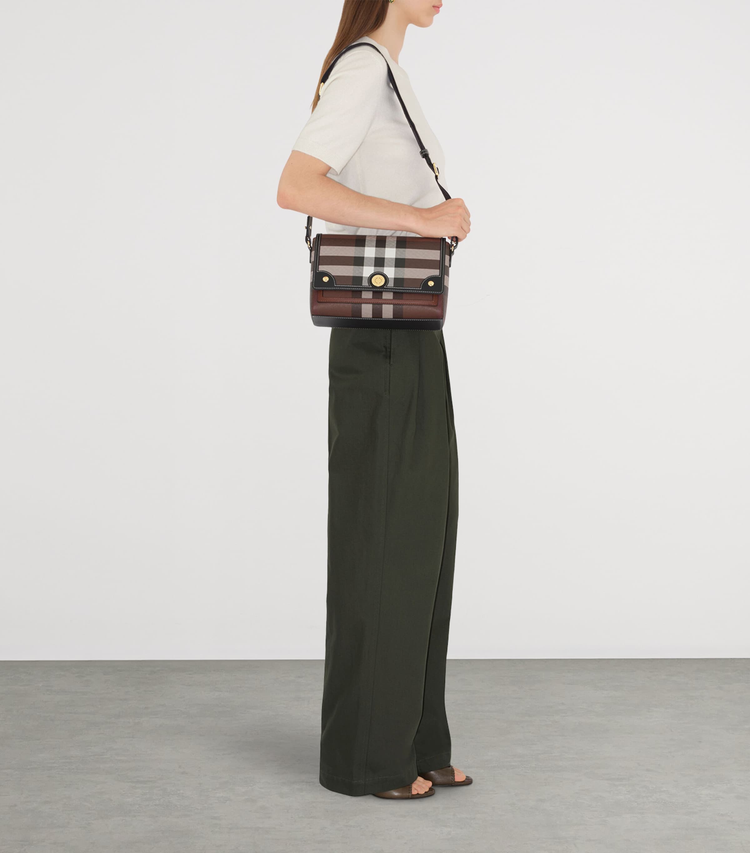Check Note Cross-Body Bag DARK BIRCH BROWN Image 3