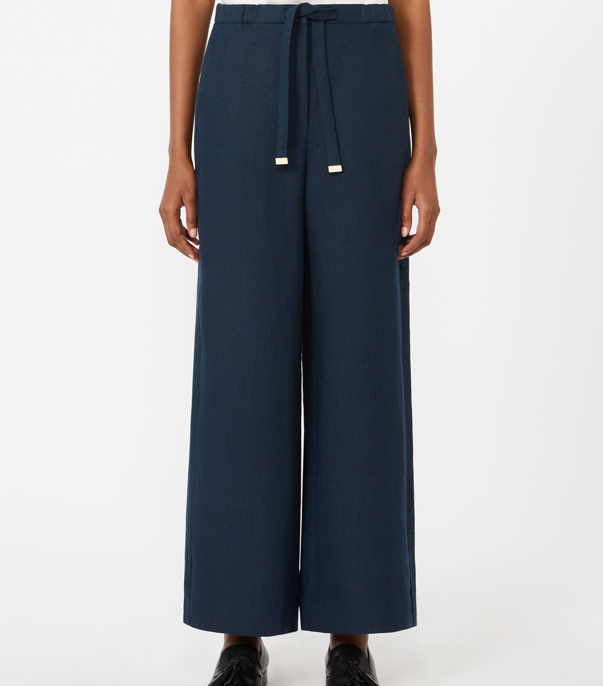 Linen Drawstring Trousers MIDNIGHTBLUE Image 2