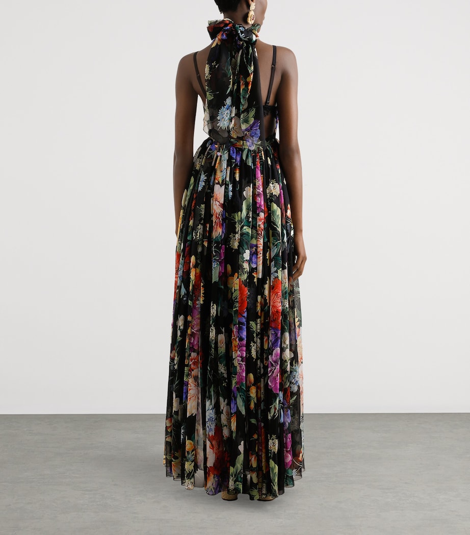Silk Floral Maxi Dress HN5PC-B.FIORI CRET. Image 3