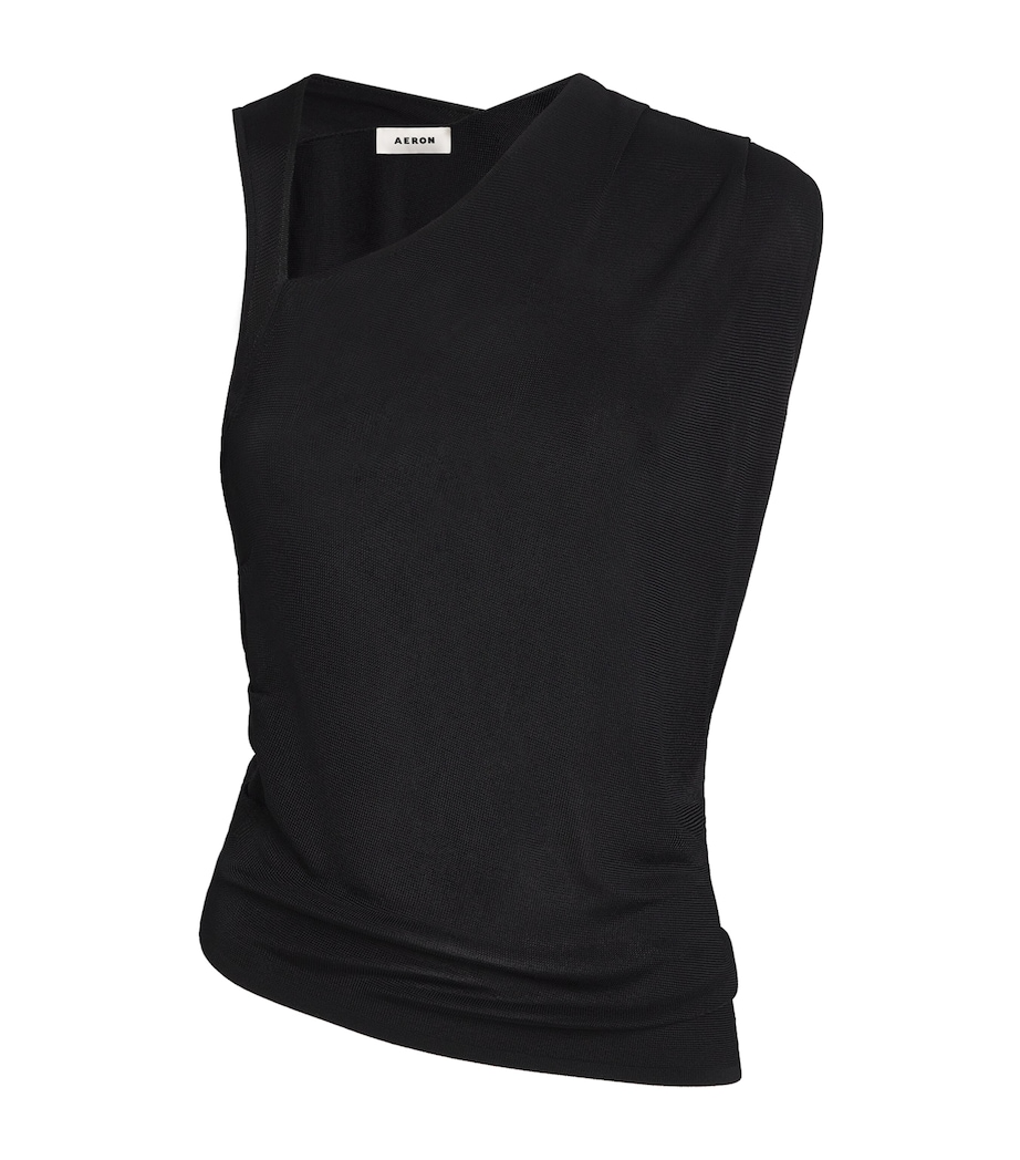 Knitted Asymmetric Top 001 BLACK Image 1