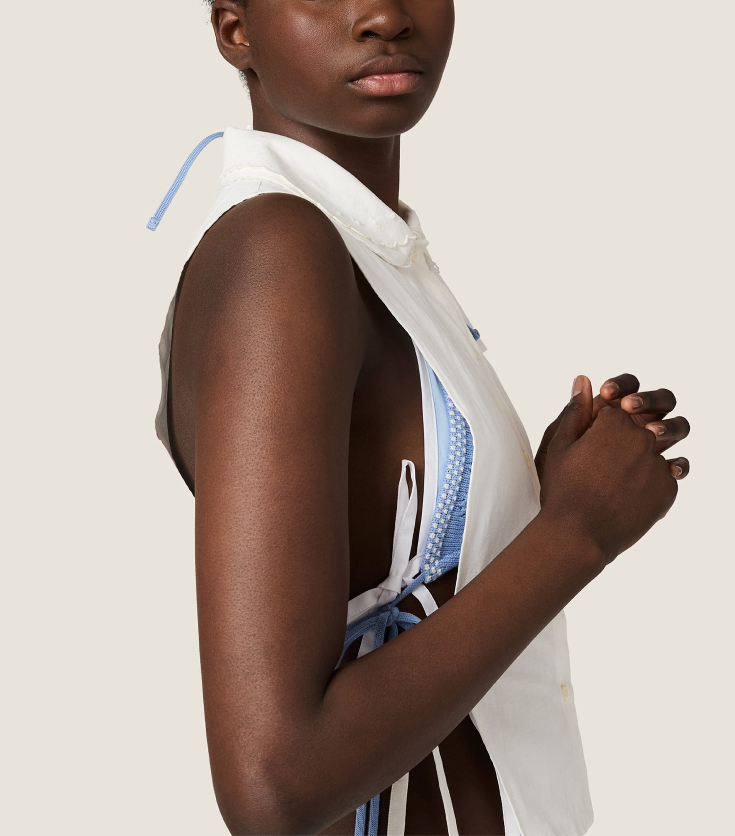 Miu Miu Womens Poplin Side-Tie Shirt White Image 5