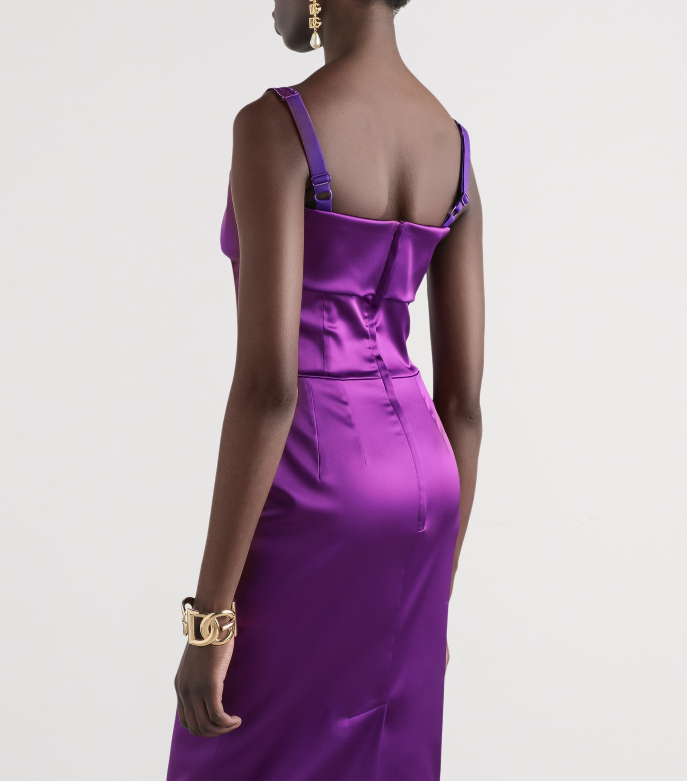 Satin Midi Dress F0571-PURPLE Image 2