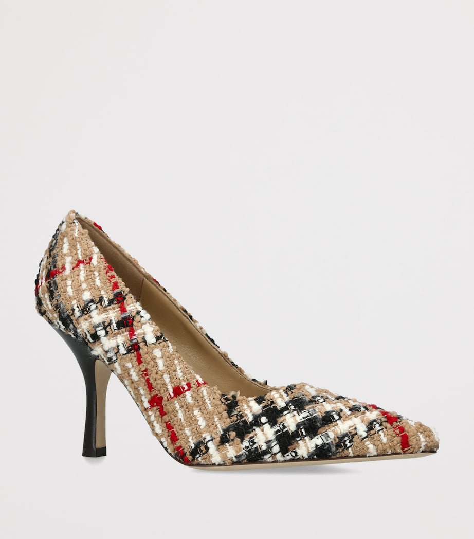 Burberry Tweed Check Dame Pumps 90 Beige Comb Image 2