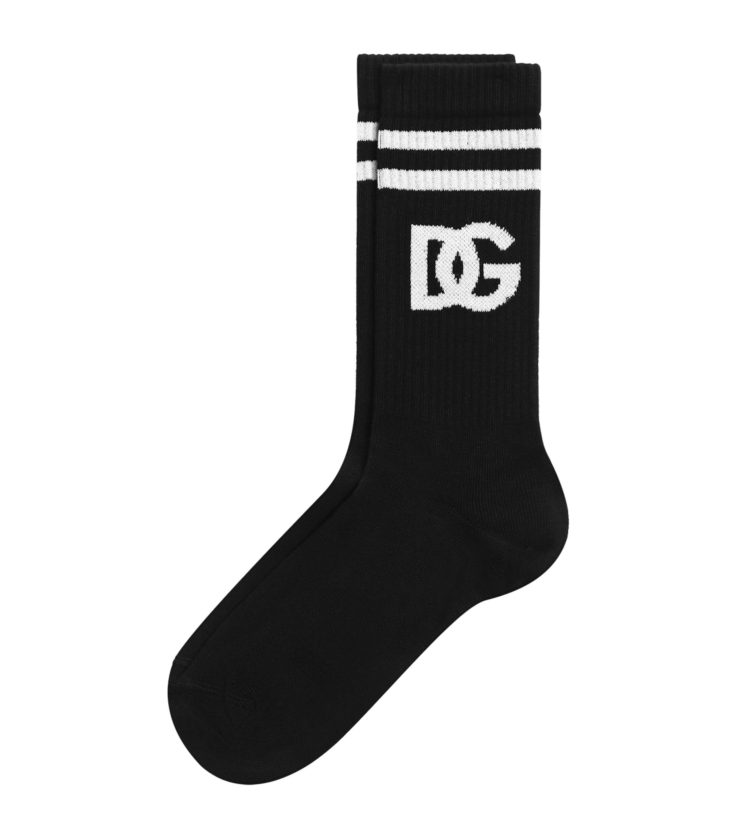 Dolce&Gabbana Mens Cotton Logo Socks Black/white Image 2