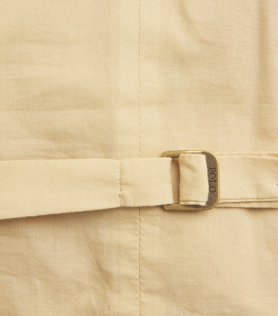 Polo Ralph Lauren Womens Linen-Blend Waistcoat Classic Camel Image 6