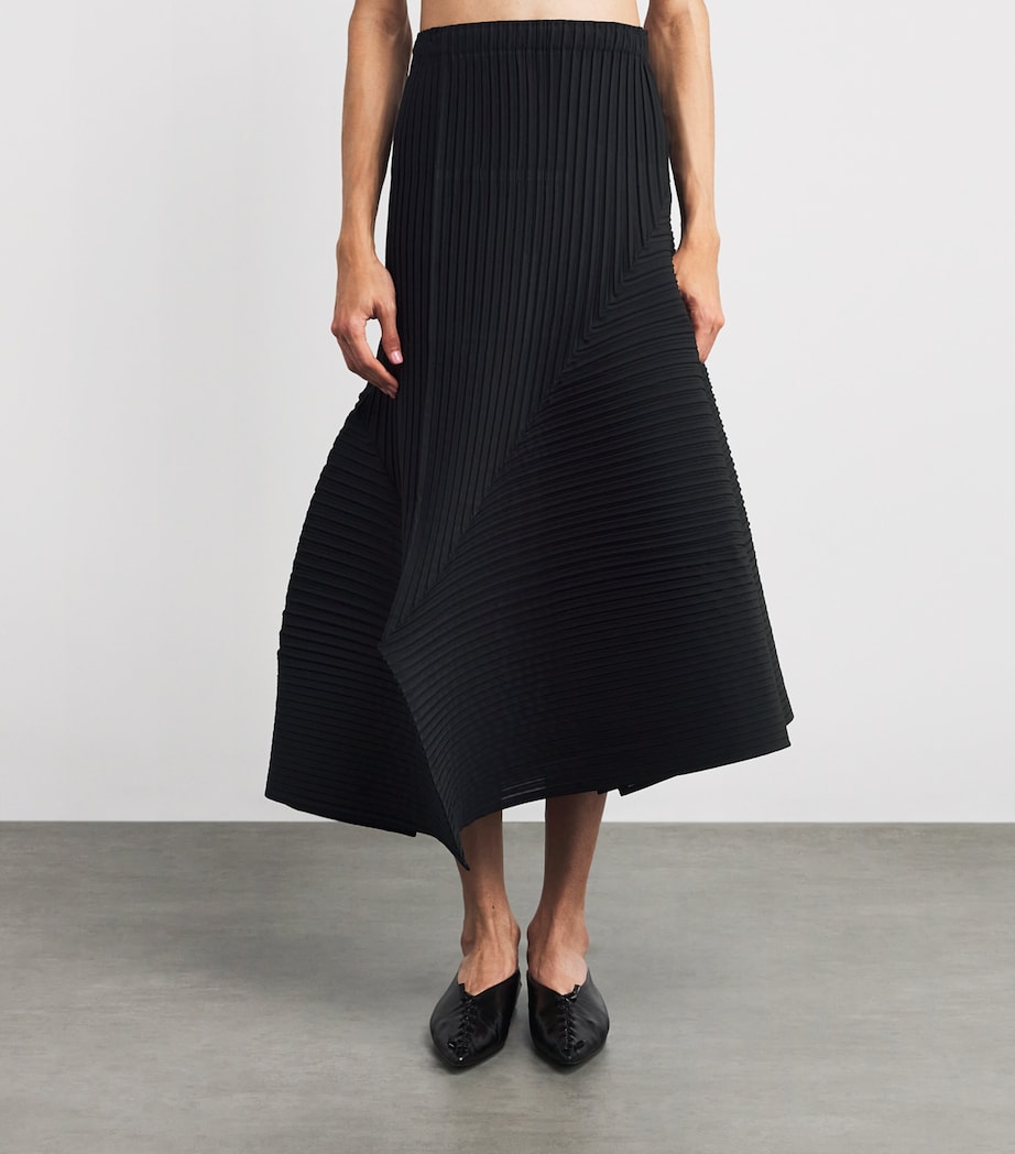 Fold Pleats Maxi Skirt BLACK Image 3
