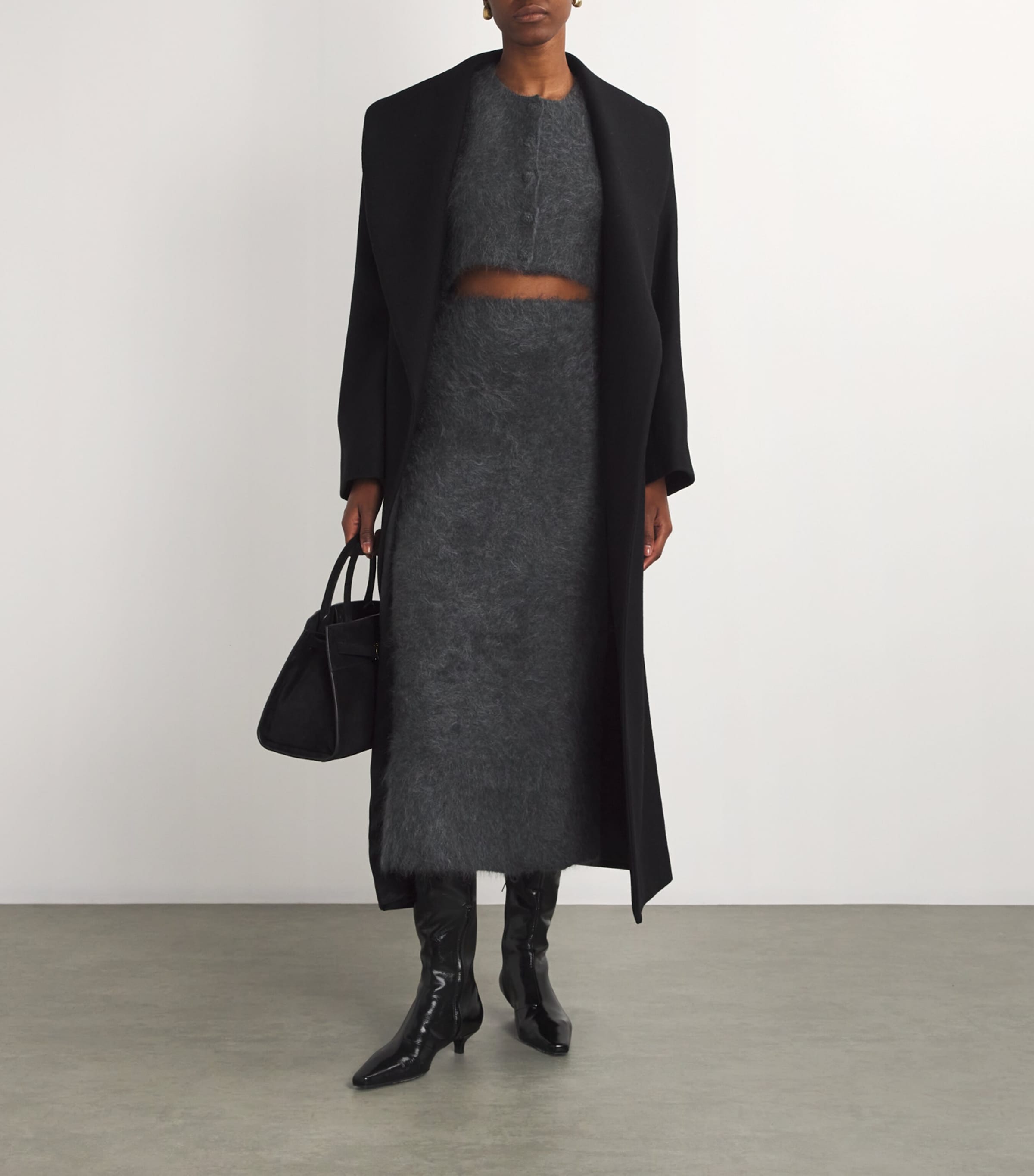 By Malene Birger Grey Wool-Blend Estille Midi Skirt | Harrods UK
